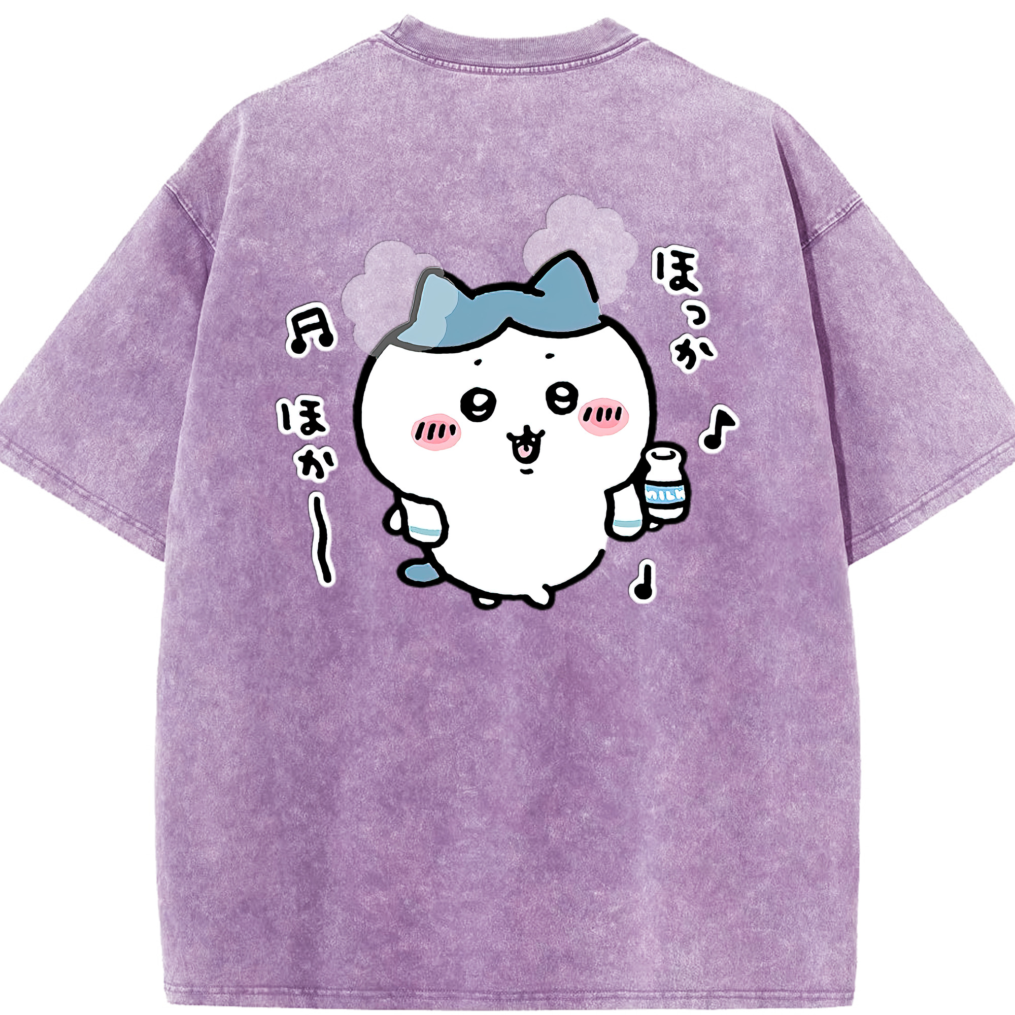 （画像用） ちいかわ ハチワレ Chii-kawa hachiware 綿100% ヴィンテージ風 半袖Tシャツ（背面プリント）