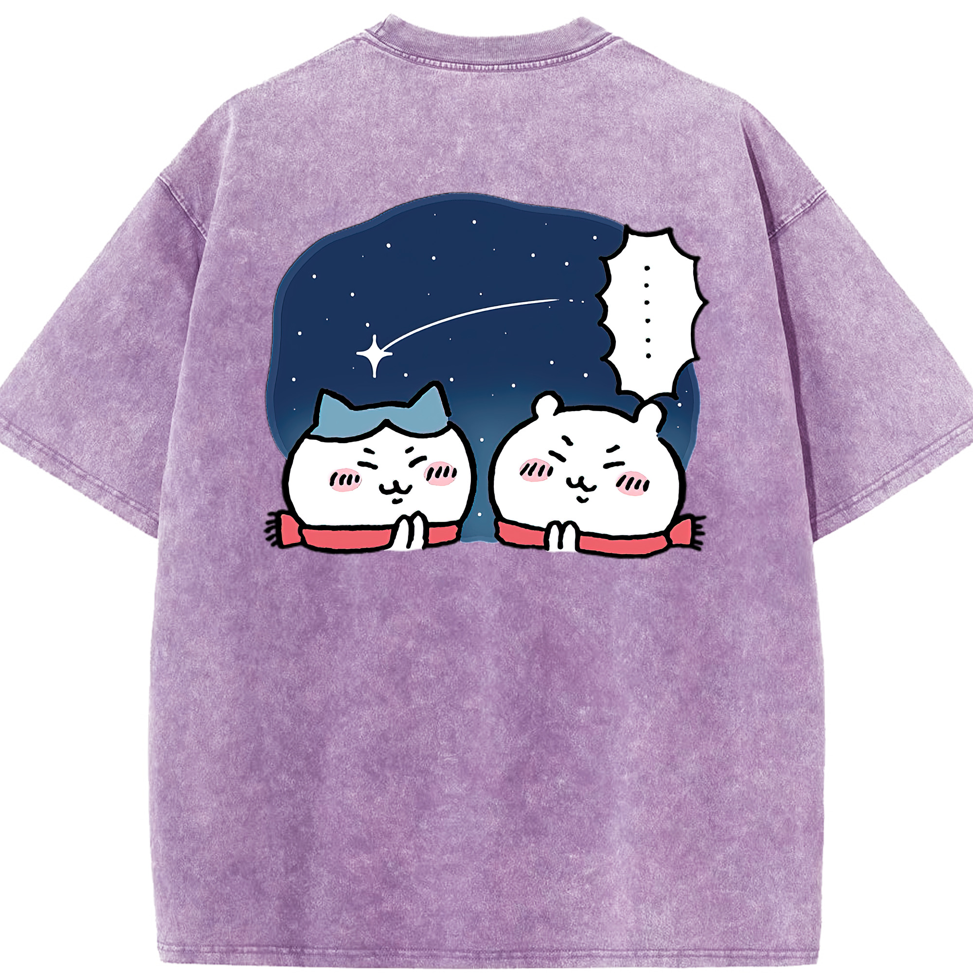 （画像用） ちいかわ ハチワレ Chii-kawa hachiware 綿100% ヴィンテージ風 半袖Tシャツ（背面プリント）