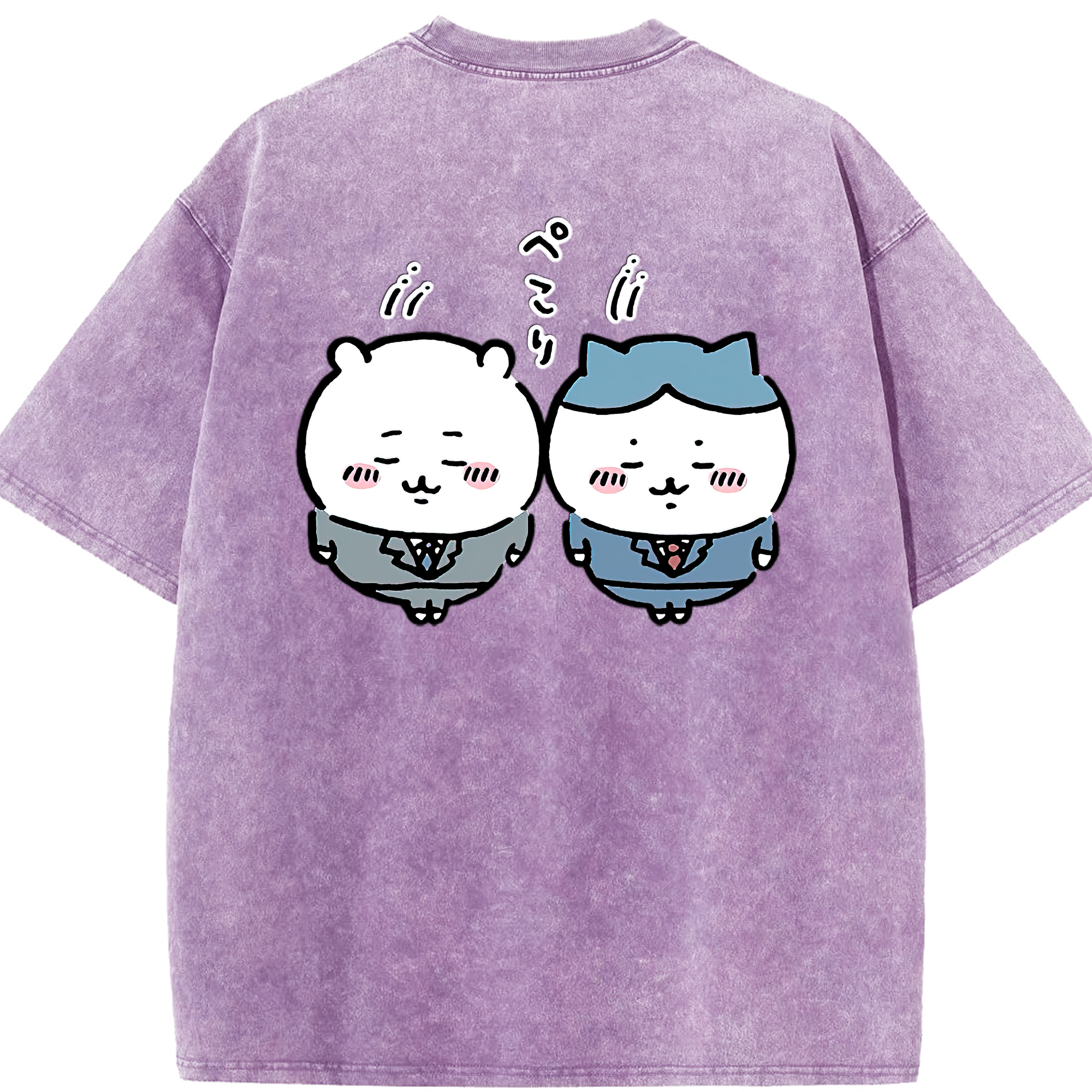 （画像用） ちいかわ ハチワレ Chii-kawa hachiware 綿100% ヴィンテージ風 半袖Tシャツ（背面プリント）