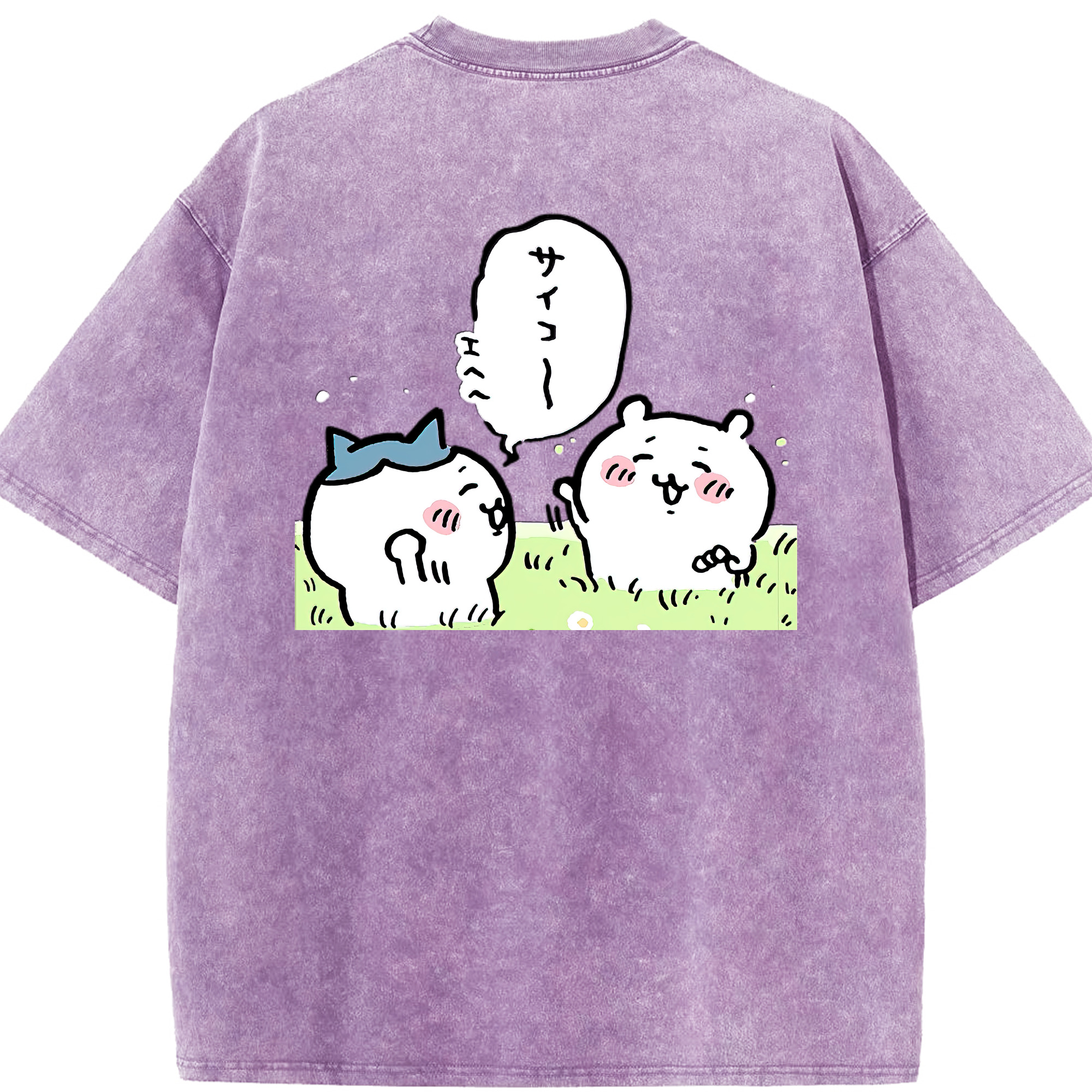 （画像用） ちいかわ ちいかわ Chii-kawa chiikawa 綿100% ヴィンテージ風 半袖Tシャツ（背面プリント）