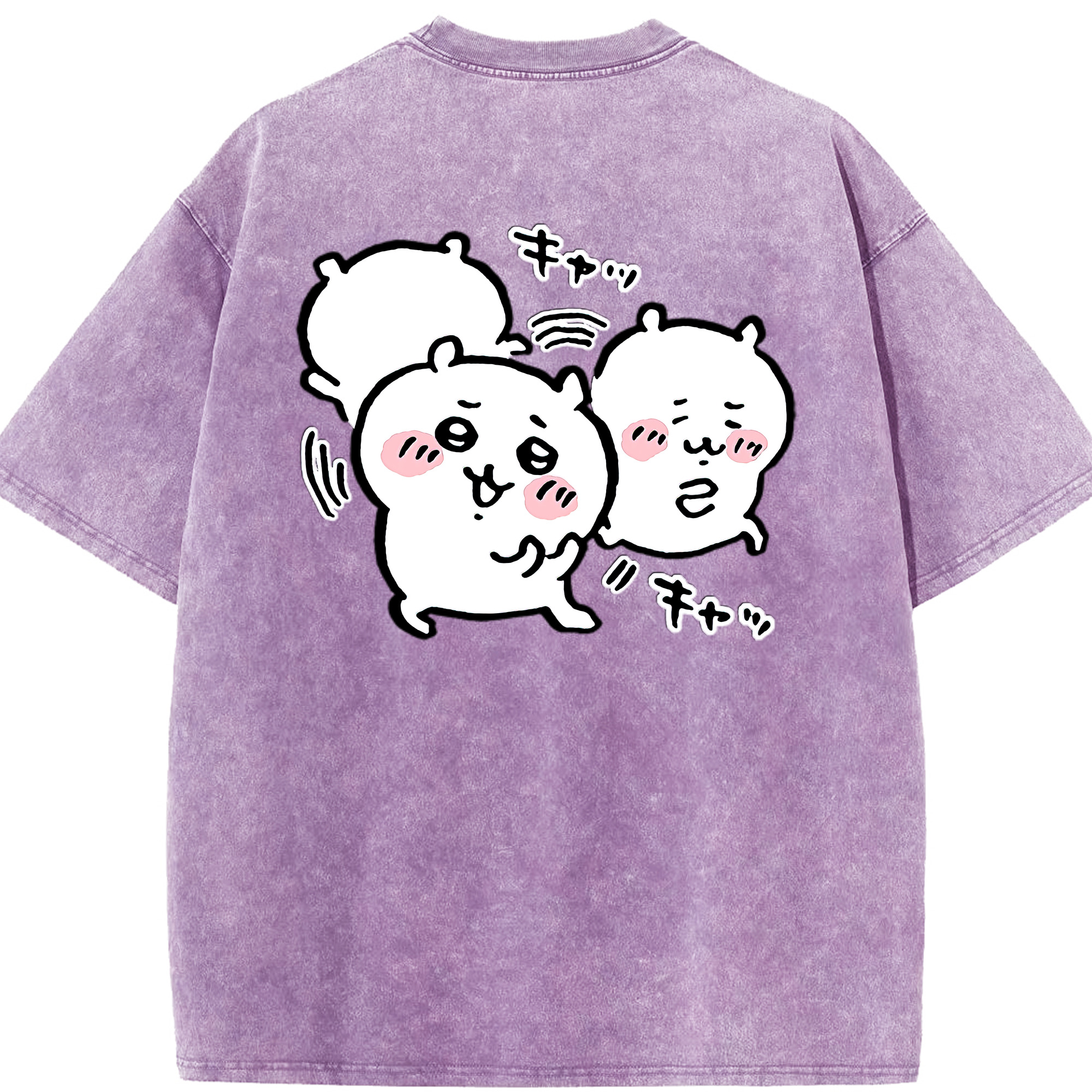 （画像用） ちいかわ ちいかわ Chii-kawa chiikawa 綿100% ヴィンテージ風 半袖Tシャツ（背面プリント）