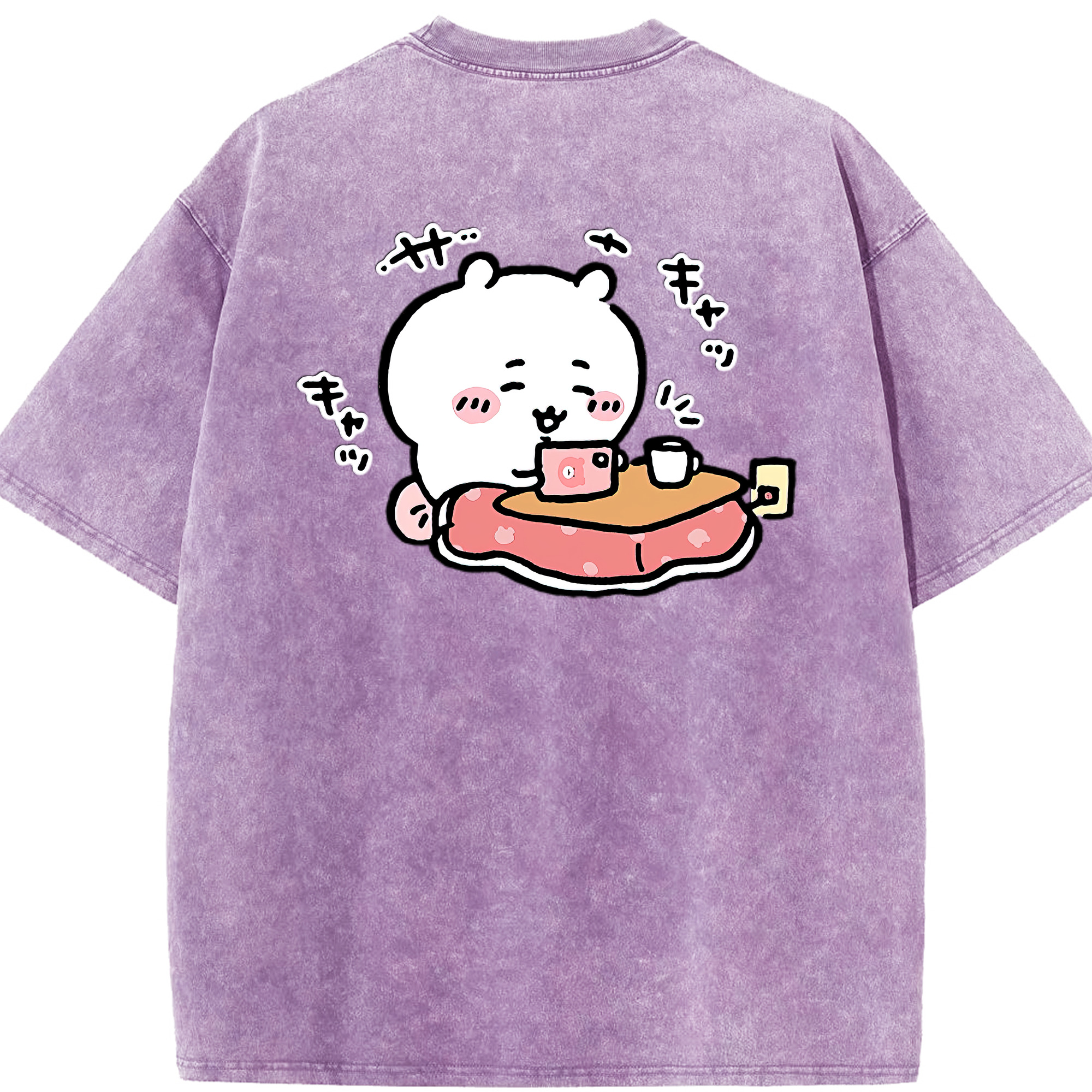（画像用） ちいかわ ちいかわ Chii-kawa chiikawa 綿100% ヴィンテージ風 半袖Tシャツ（背面プリント）