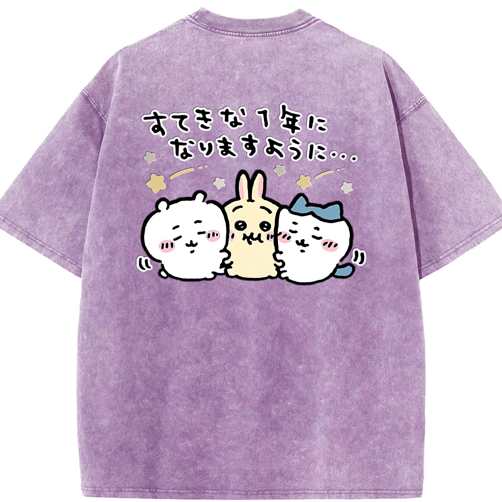 （画像用） ちいかわ ちいかわ Chii-kawa chiikawa 綿100% ヴィンテージ風 半袖Tシャツ（背面プリント）