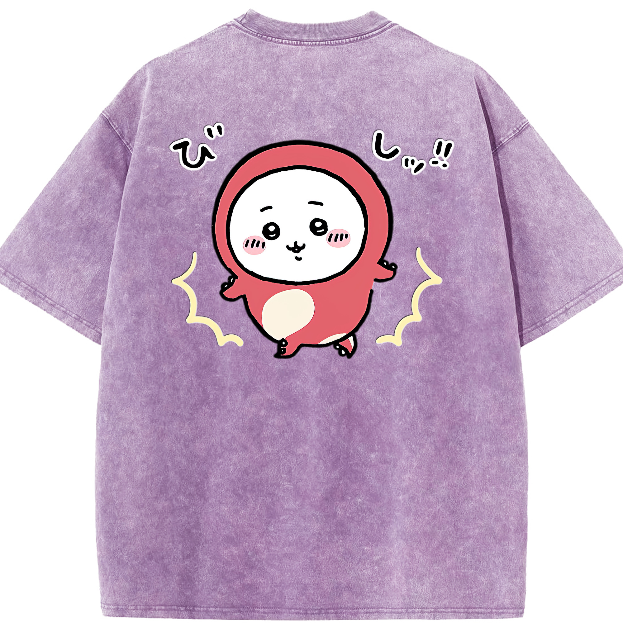 （画像用） ちいかわ ちいかわ Chii-kawa chiikawa 綿100% ヴィンテージ風 半袖Tシャツ（背面プリント）