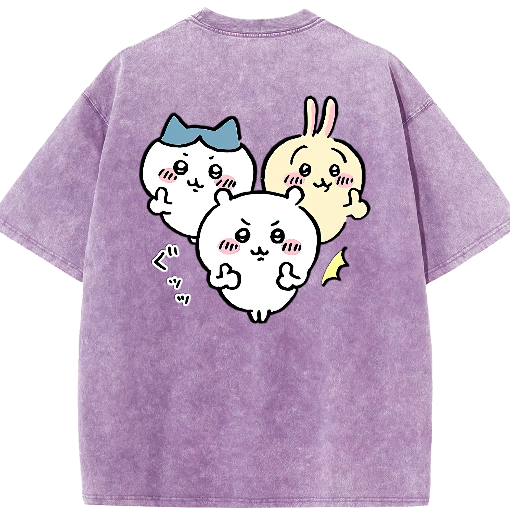 （画像用） ちいかわ うさぎ Chii-kawa usagi 綿100% ヴィンテージ風 半袖Tシャツ（背面プリント）