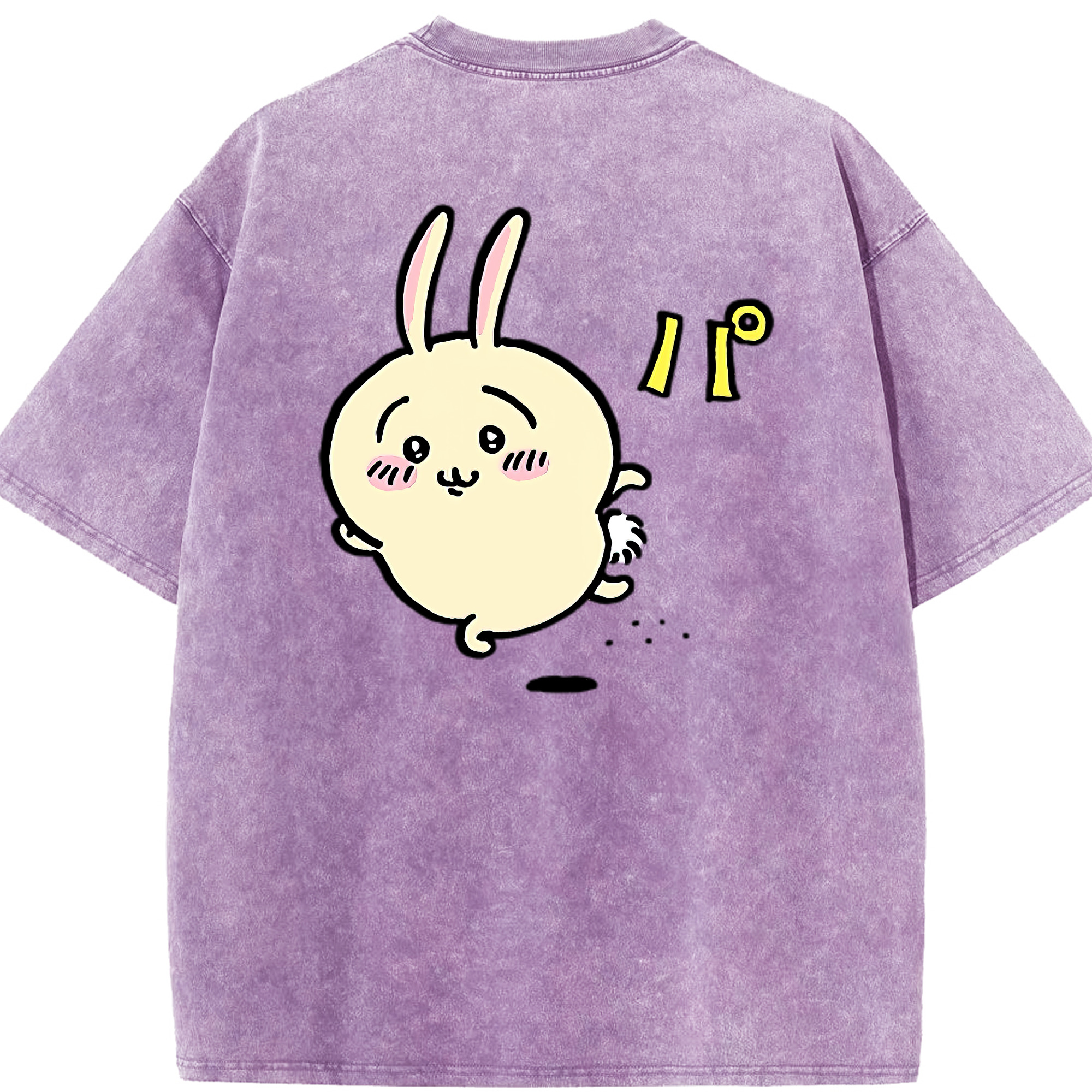 （画像用） ちいかわ うさぎ Chii-kawa usagi 綿100% ヴィンテージ風 半袖Tシャツ（背面プリント）