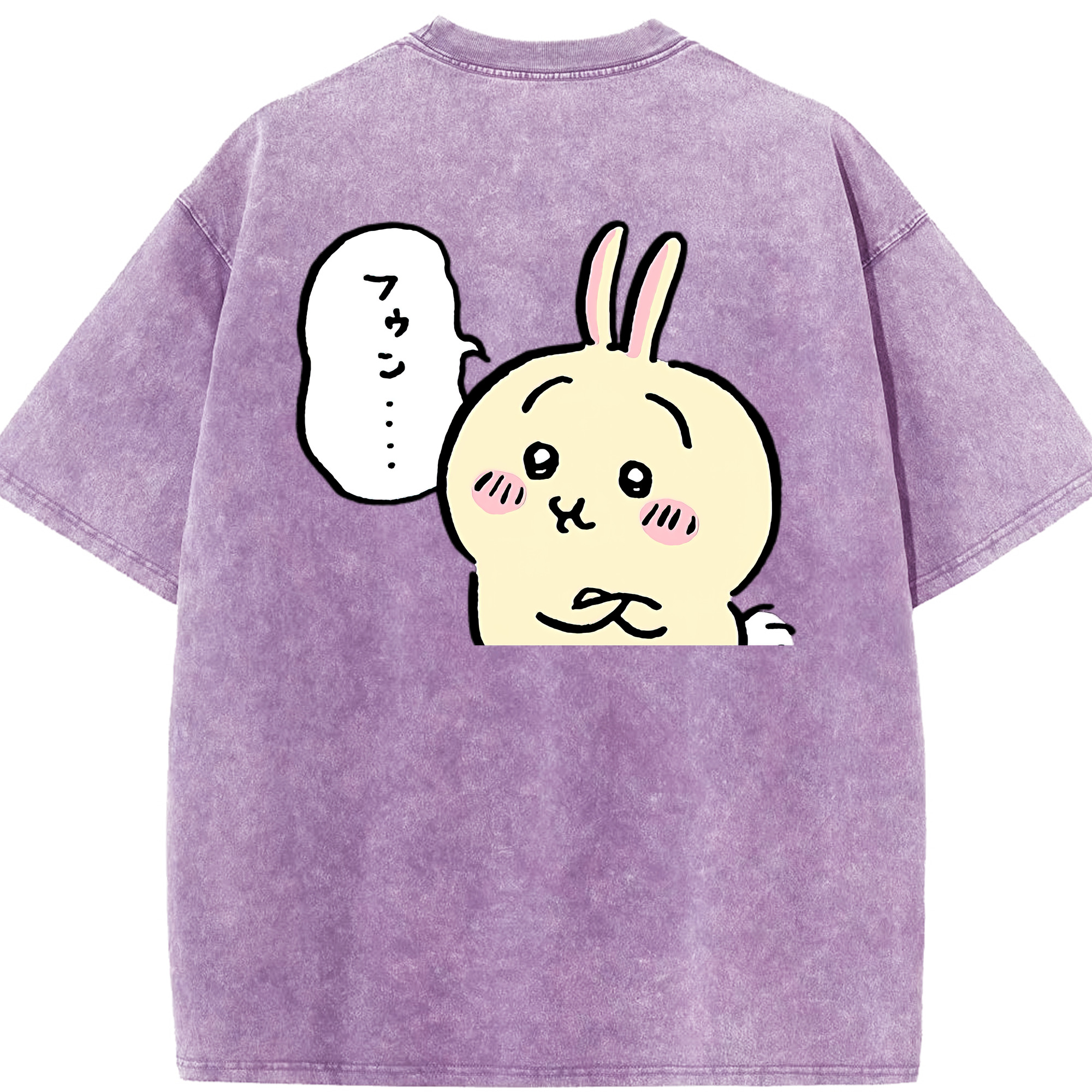 （画像用） ちいかわ うさぎ Chii-kawa usagi 綿100% ヴィンテージ風 半袖Tシャツ（背面プリント）