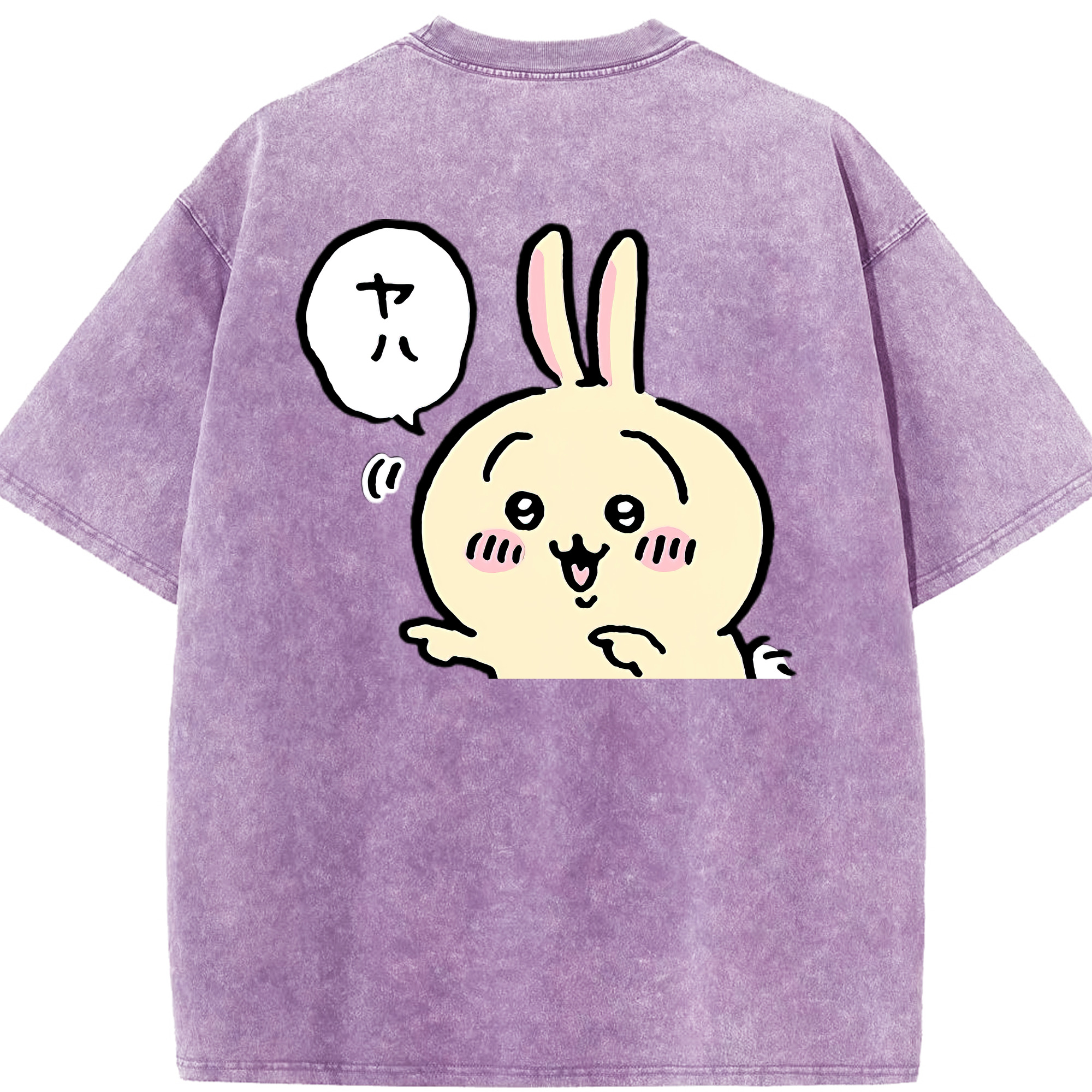 （画像用） ちいかわ うさぎ Chii-kawa usagi 綿100% ヴィンテージ風 半袖Tシャツ（背面プリント）