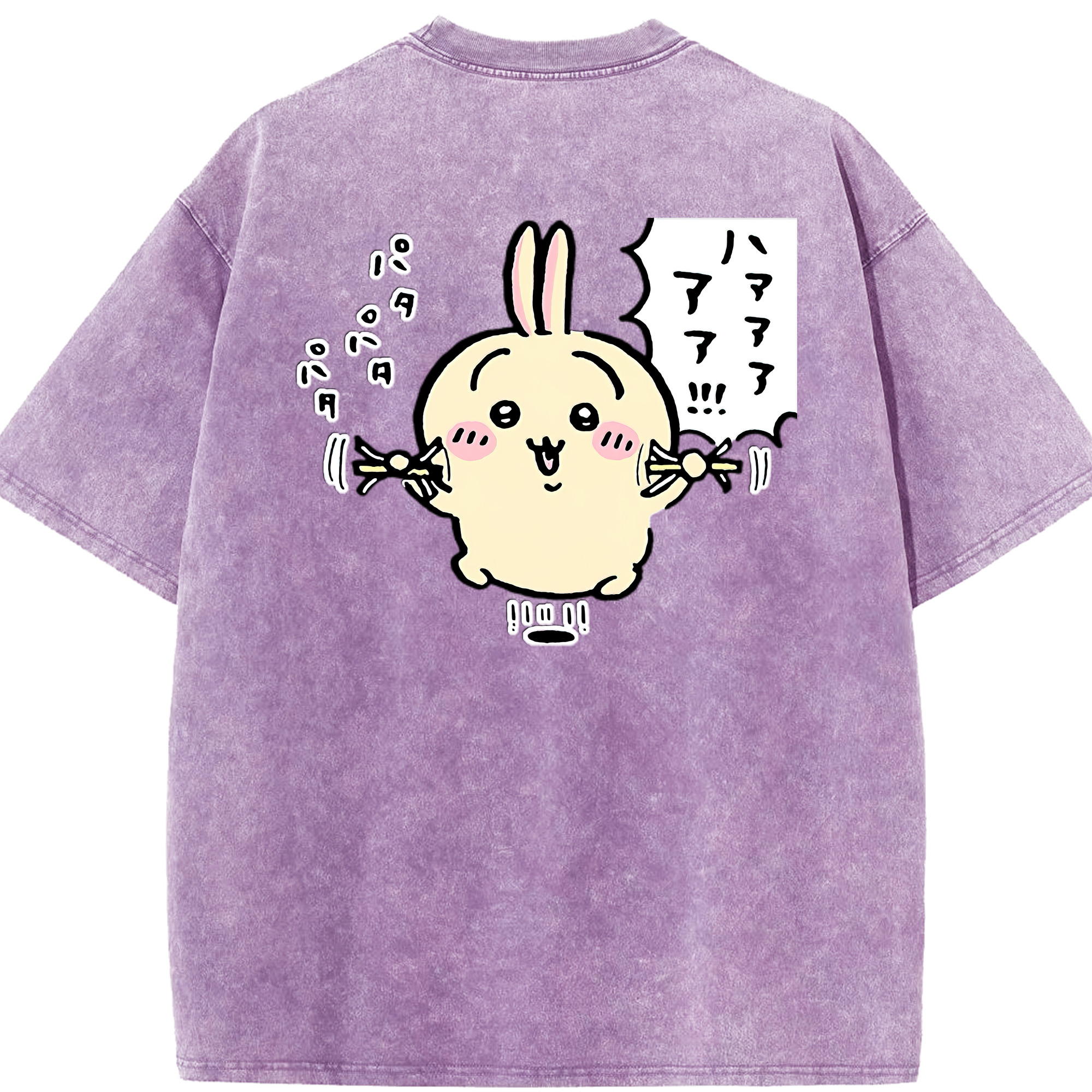 （画像用） ちいかわ うさぎ Chii-kawa usagi 綿100% ヴィンテージ風 半袖Tシャツ（背面プリント）