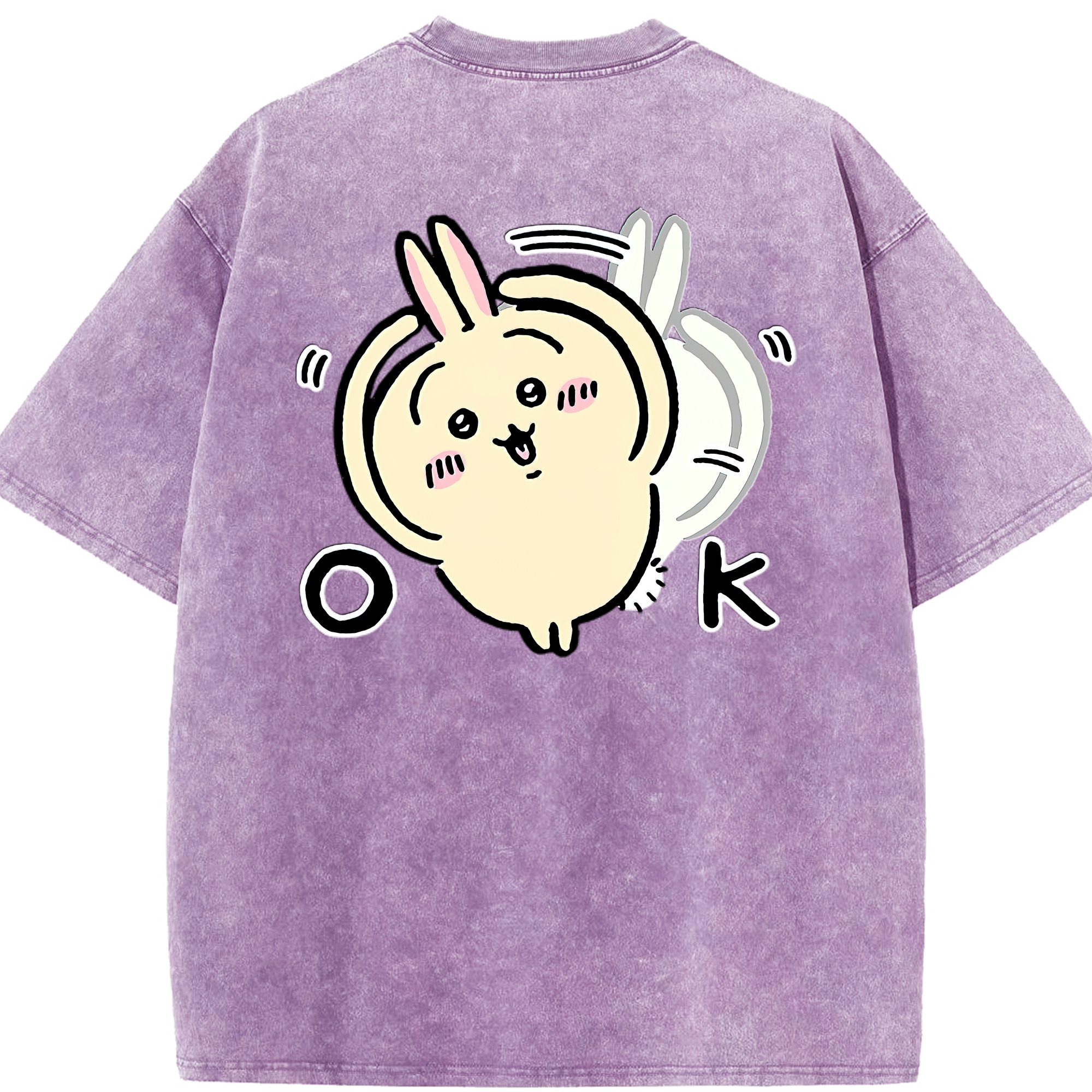 （画像用） ちいかわ うさぎ Chii-kawa usagi 綿100% ヴィンテージ風 半袖Tシャツ（背面プリント）