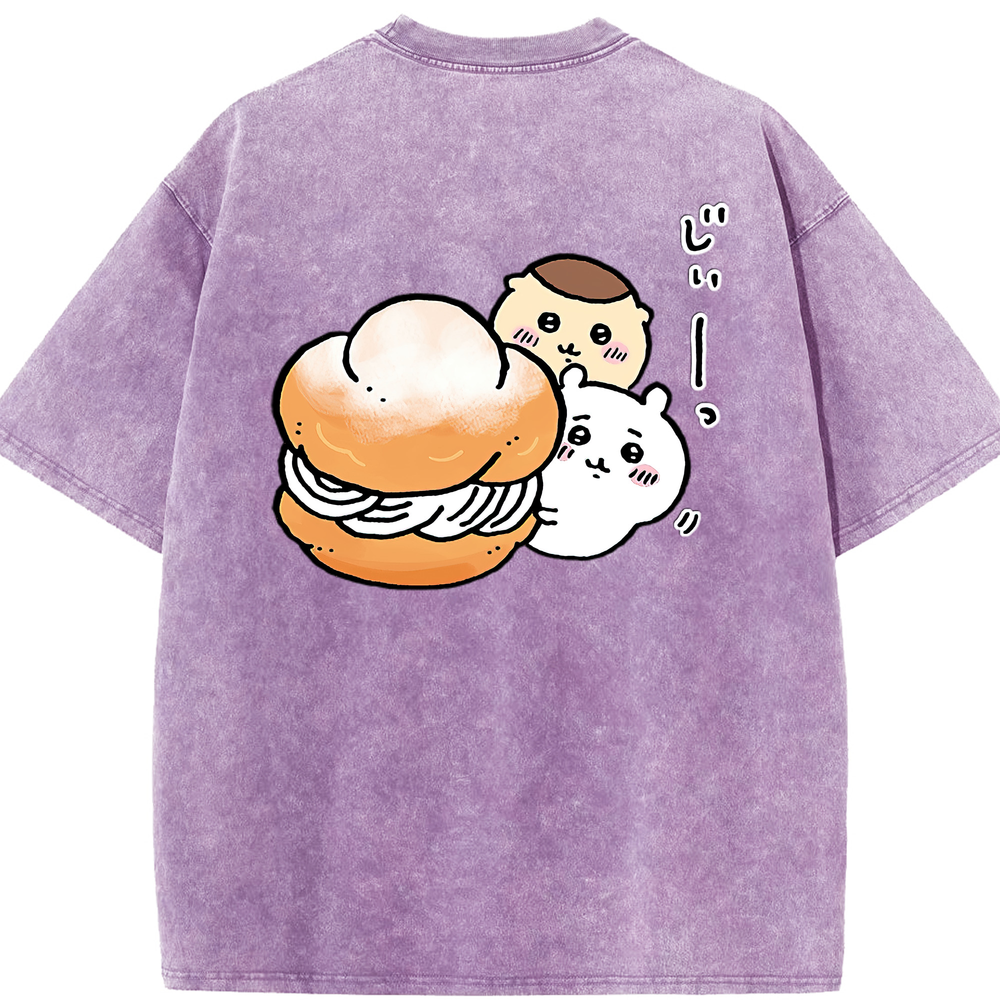 （画像用） ちいかわ くりまんじゅう Chii-kawa kuri manjū 綿100% ヴィンテージ風 半袖Tシャツ（背面プリント）