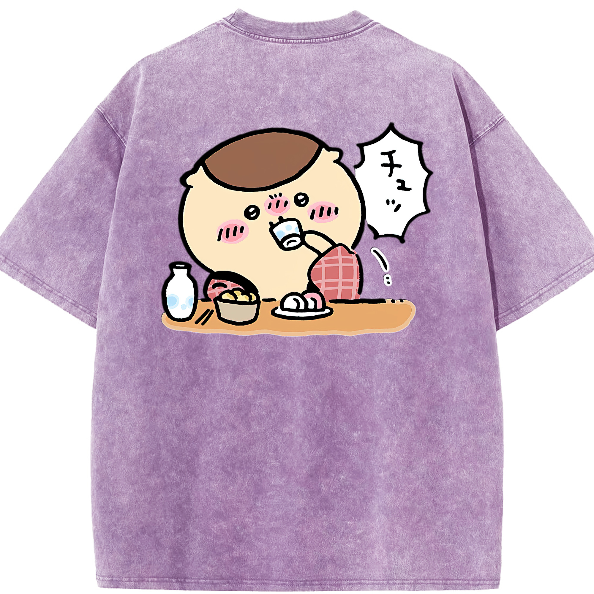 （画像用） ちいかわ くりまんじゅう Chii-kawa kuri manjū 綿100% ヴィンテージ風 半袖Tシャツ（背面プリント）