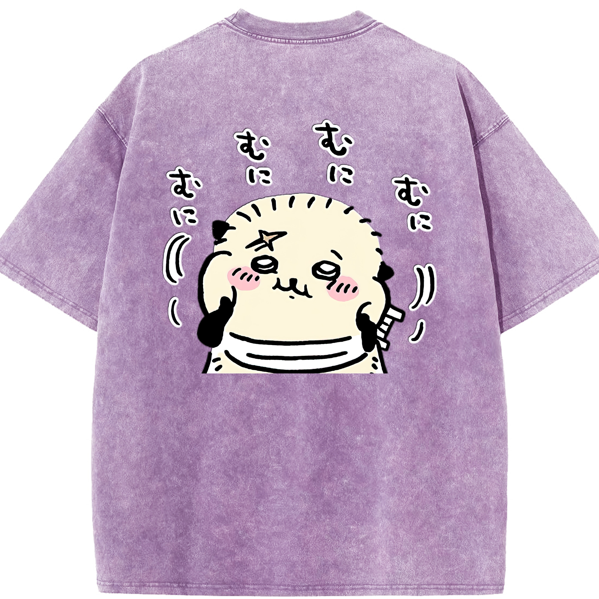 （画像用） ちいかわ ラッコ Chii-kawa Sea otter 綿100% ヴィンテージ風 半袖Tシャツ（背面プリント）