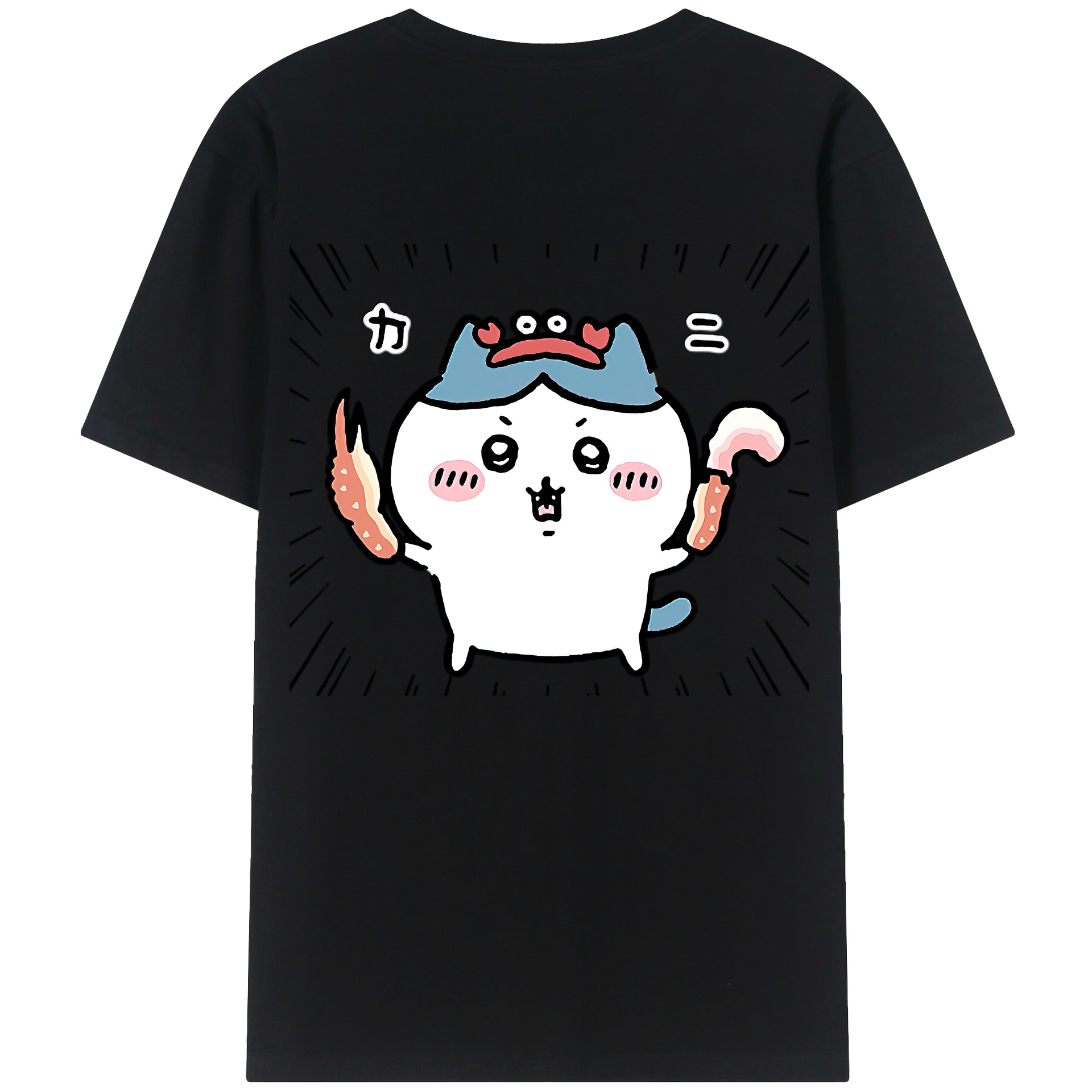 （画像用） ちいかわ ハチワレ Chii-kawa hachiware 綿100％ メンズ半袖Tシャツ（バックプリント） 通気性