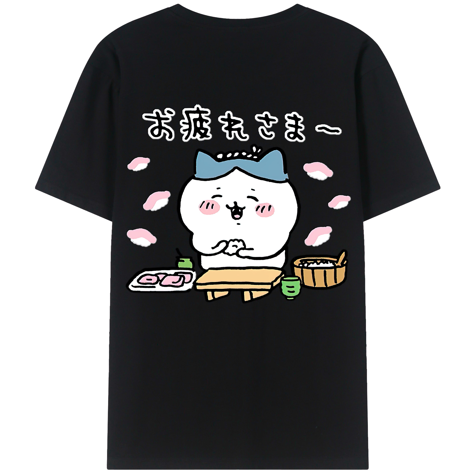 （画像用） ちいかわ ハチワレ Chii-kawa hachiware 綿100％ メンズ半袖Tシャツ（バックプリント） 通気性