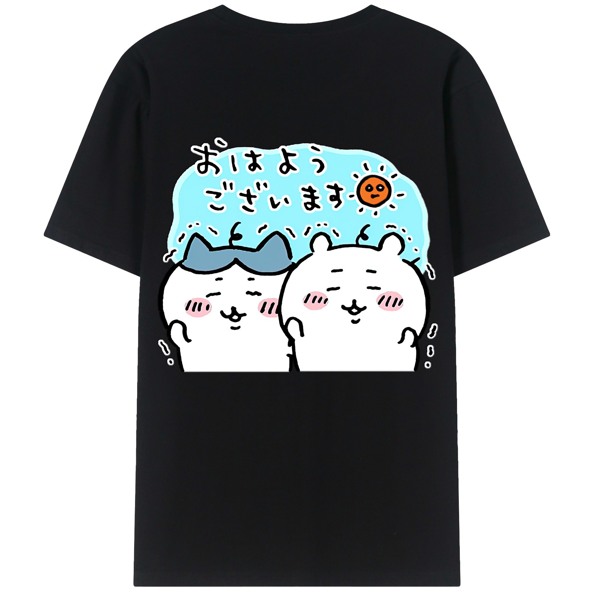 （画像用） ちいかわ ハチワレ Chii-kawa hachiware 綿100％ メンズ半袖Tシャツ（バックプリント） 通気性