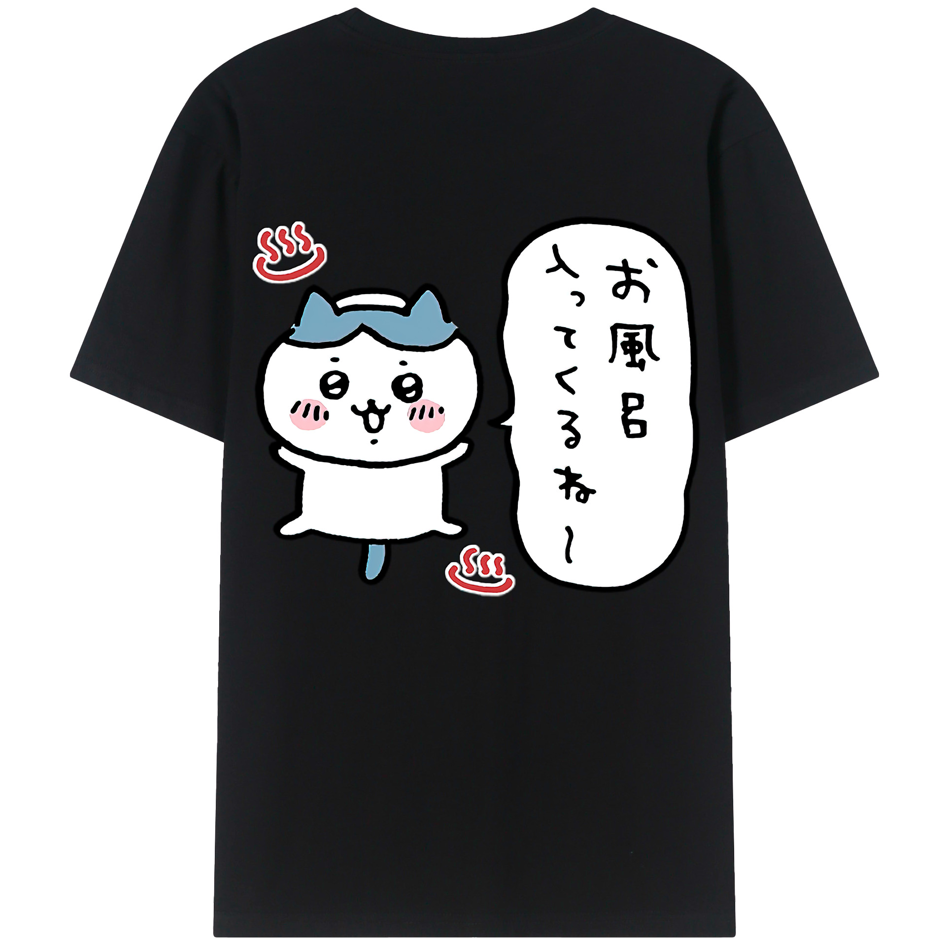 （画像用） ちいかわ ハチワレ Chii-kawa hachiware 綿100％ メンズ半袖Tシャツ（バックプリント） 通気性