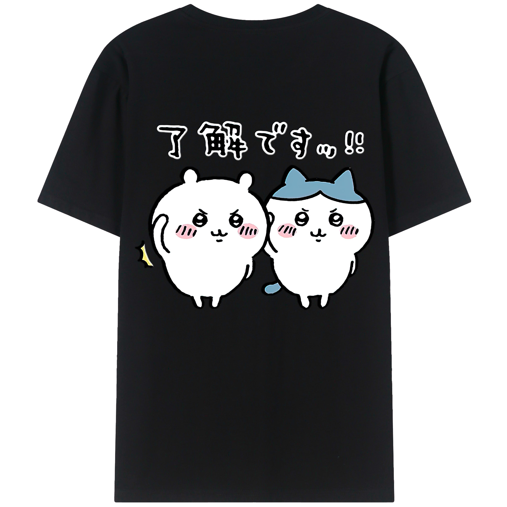 （画像用） ちいかわ ハチワレ Chii-kawa hachiware 綿100％ メンズ半袖Tシャツ（バックプリント） 通気性