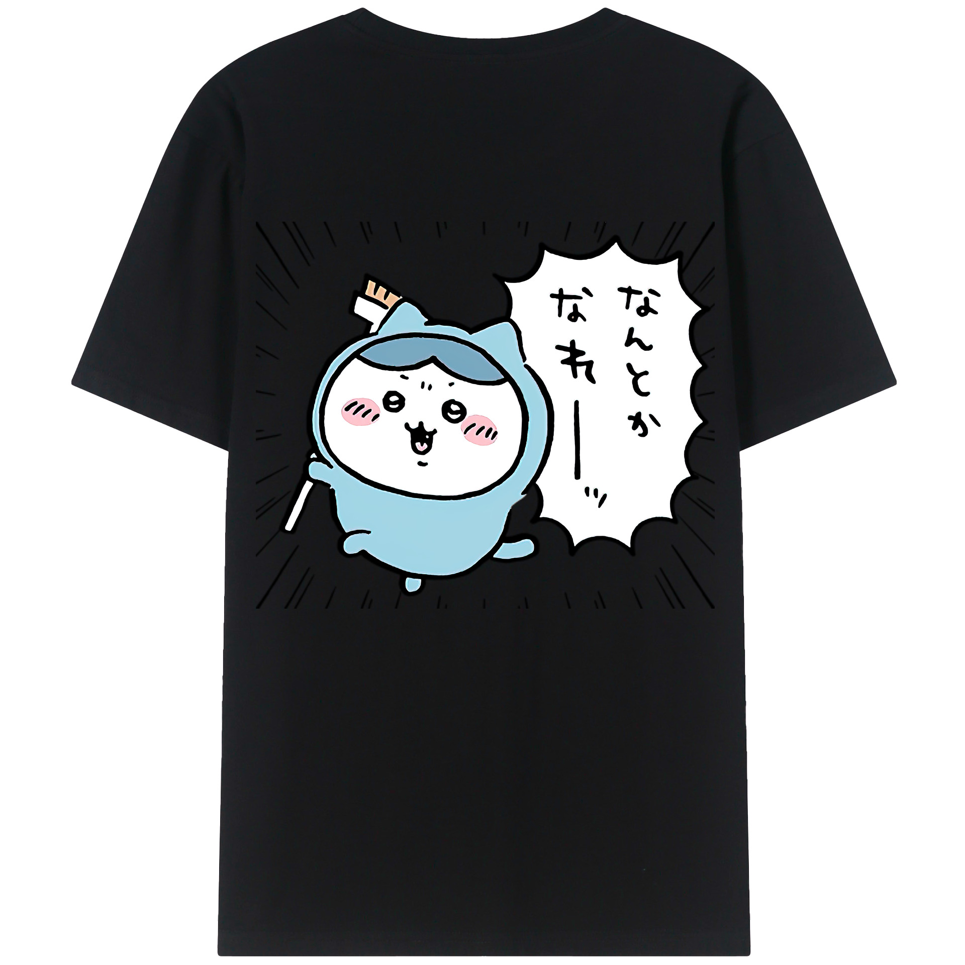 （画像用） ちいかわ ハチワレ Chii-kawa hachiware 綿100％ メンズ半袖Tシャツ（バックプリント） 通気性