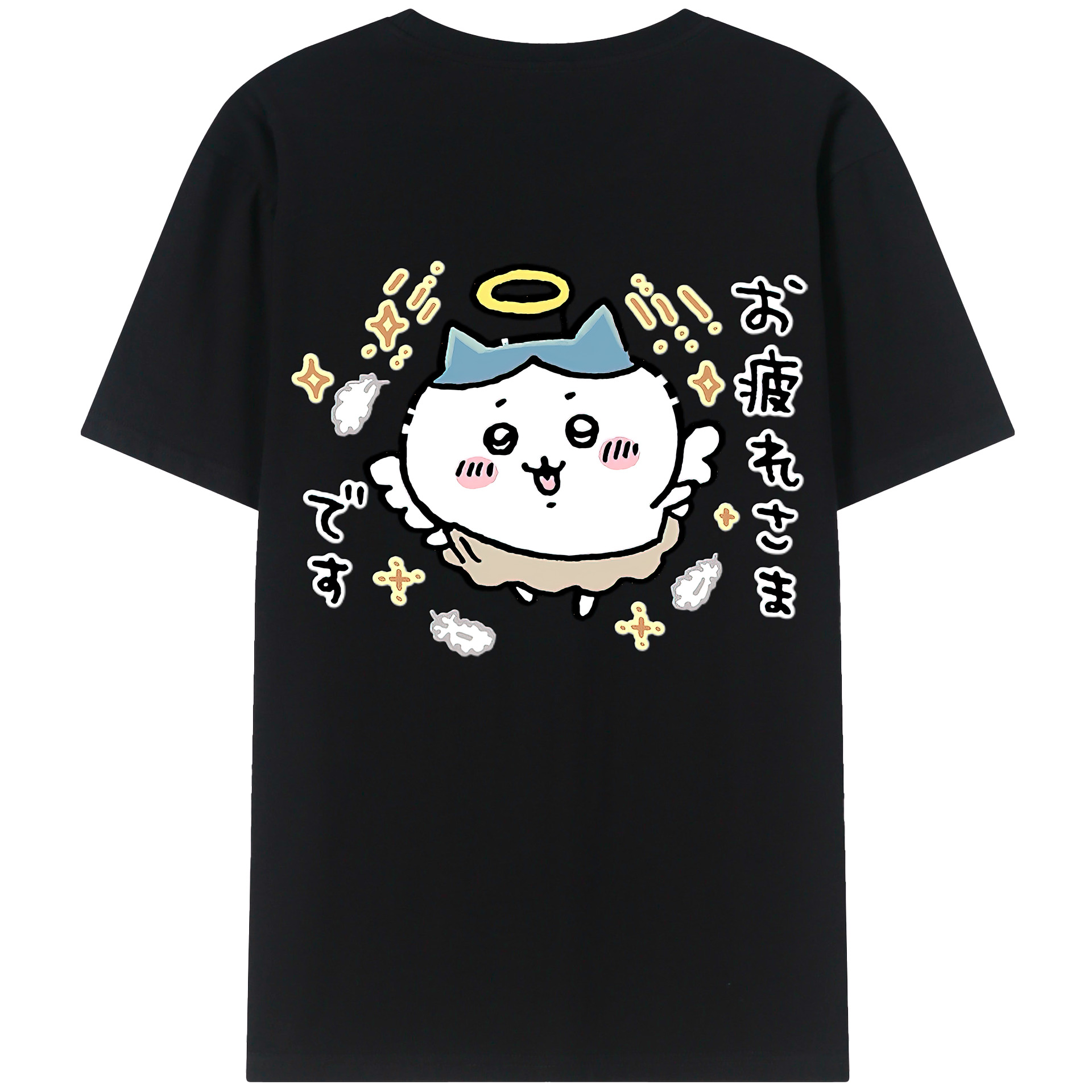（画像用） ちいかわ ハチワレ Chii-kawa hachiware 綿100％ メンズ半袖Tシャツ（バックプリント） 通気性