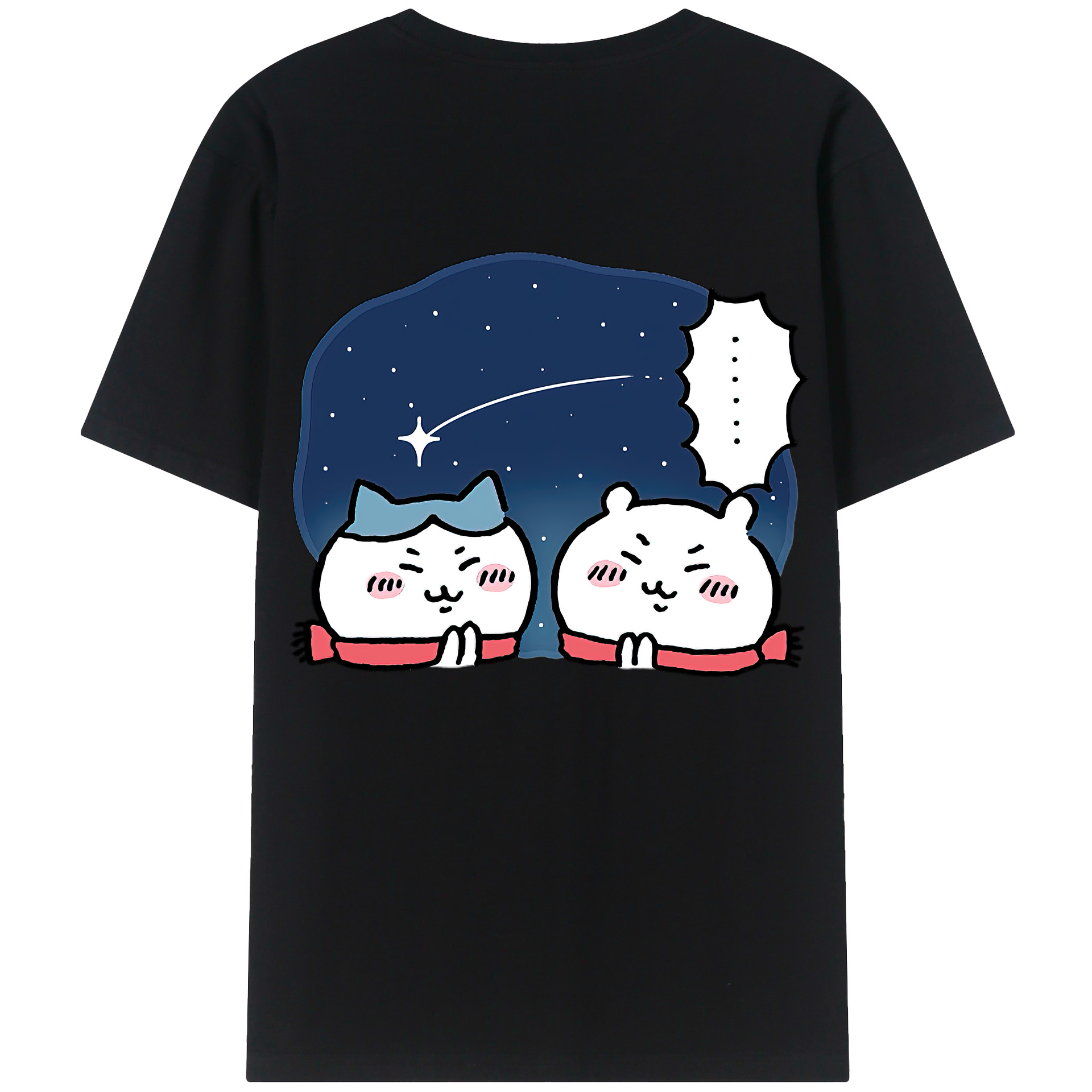 （画像用） ちいかわ ハチワレ Chii-kawa hachiware 綿100％ メンズ半袖Tシャツ（バックプリント） 通気性