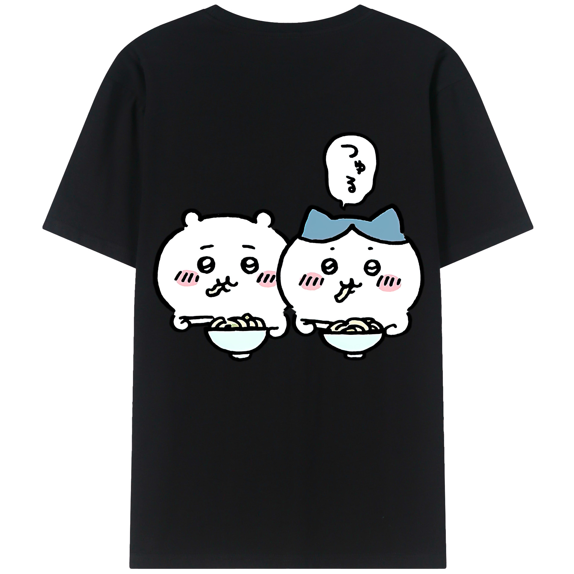 （画像用） ちいかわ ハチワレ Chii-kawa hachiware 綿100％ メンズ半袖Tシャツ（バックプリント） 通気性