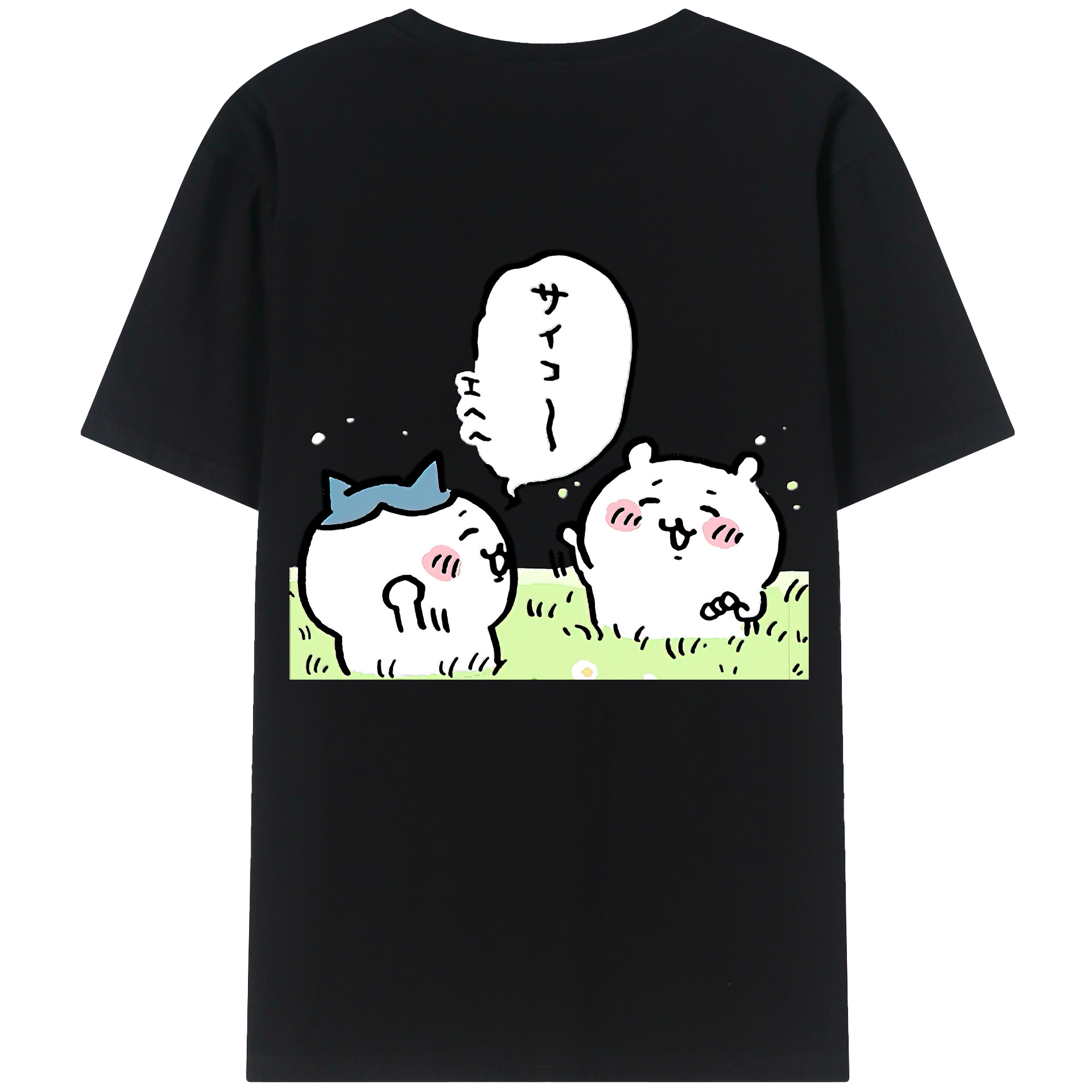 （画像用） ちいかわ ちいかわ Chii-kawa chiikawa 綿100％ メンズ半袖Tシャツ（バックプリント） 通気性