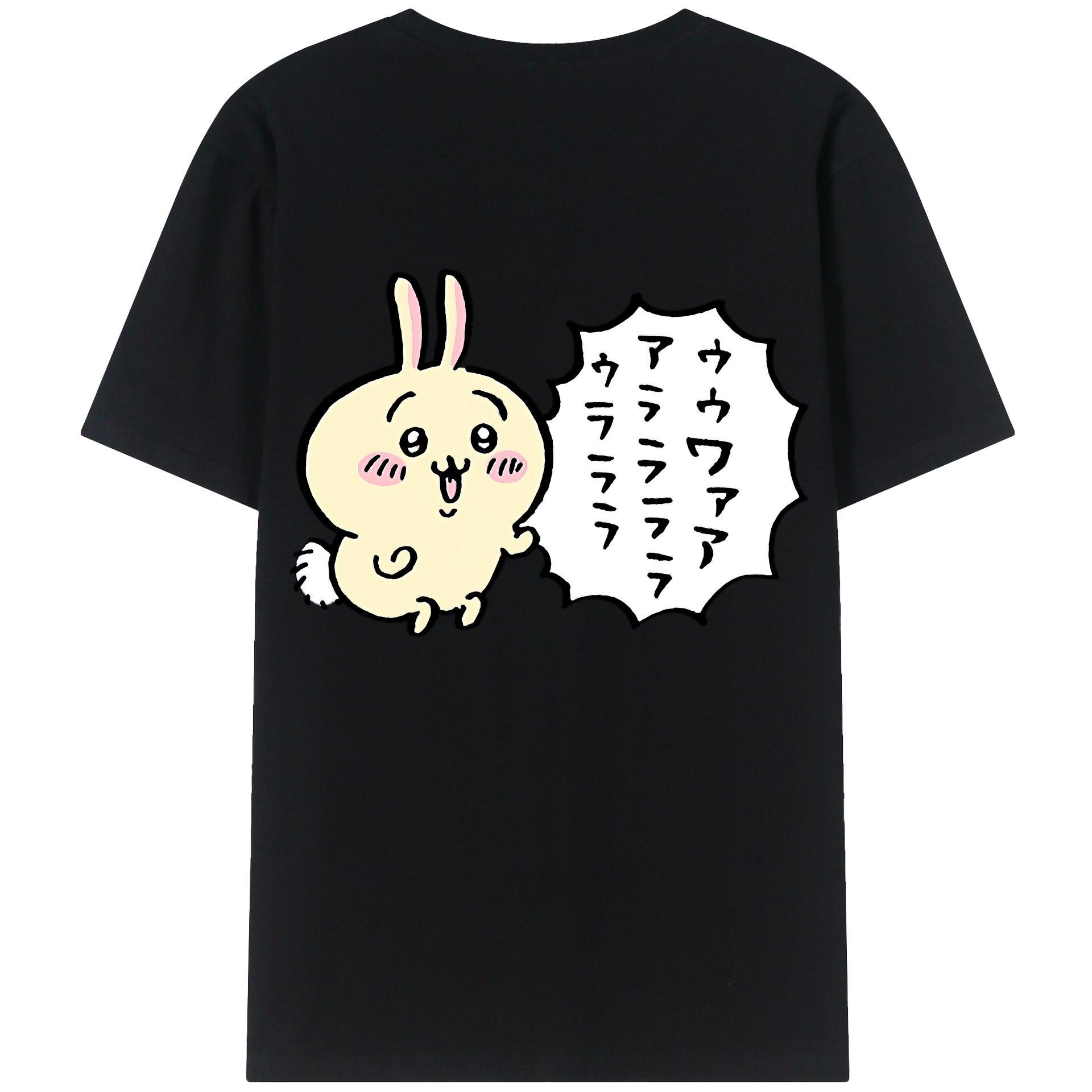 （画像用） ちいかわ うさぎ Chii-kawa usagi 綿100％ メンズ半袖Tシャツ（バックプリント） 通気性
