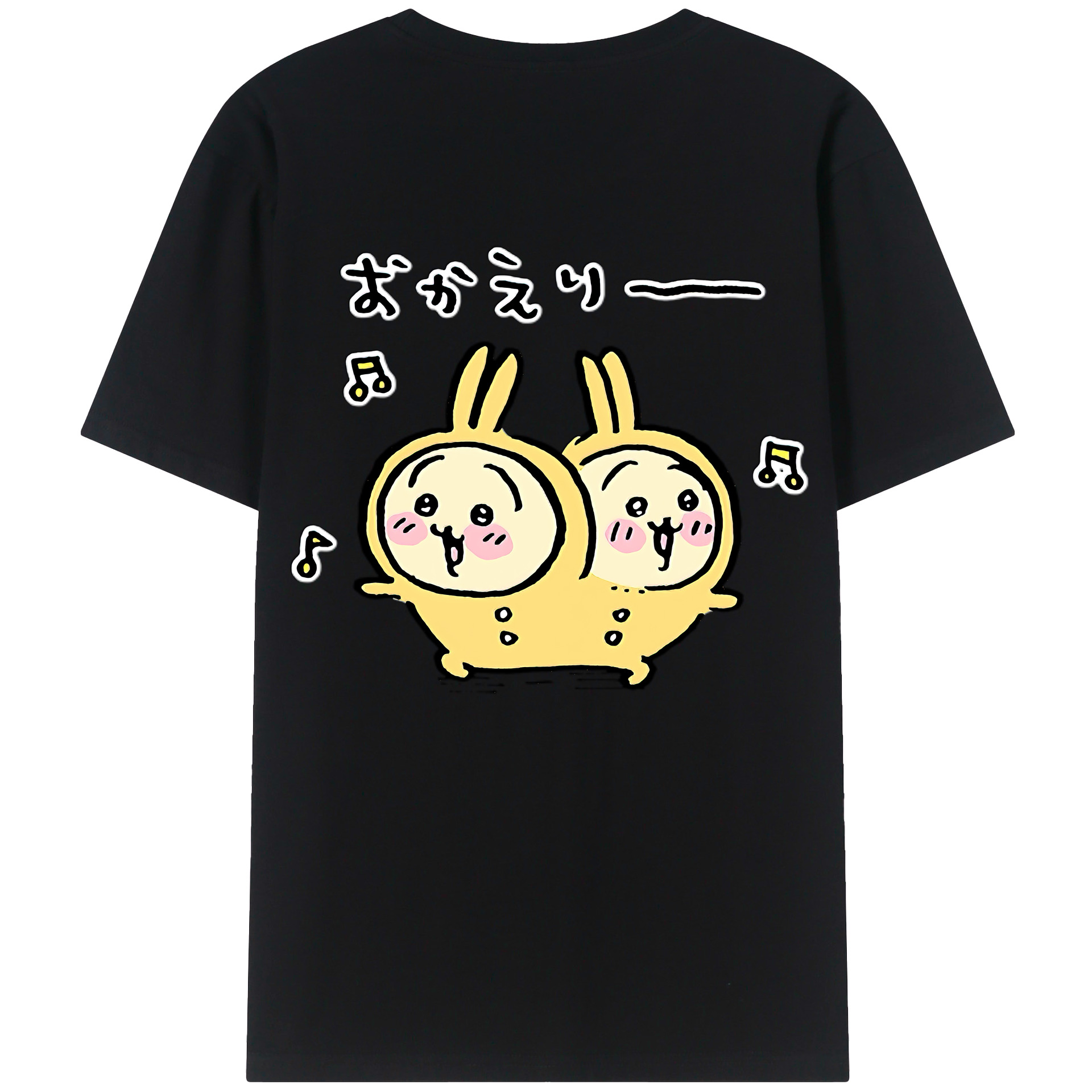 （画像用） ちいかわ うさぎ Chii-kawa usagi 綿100％ メンズ半袖Tシャツ（バックプリント） 通気性
