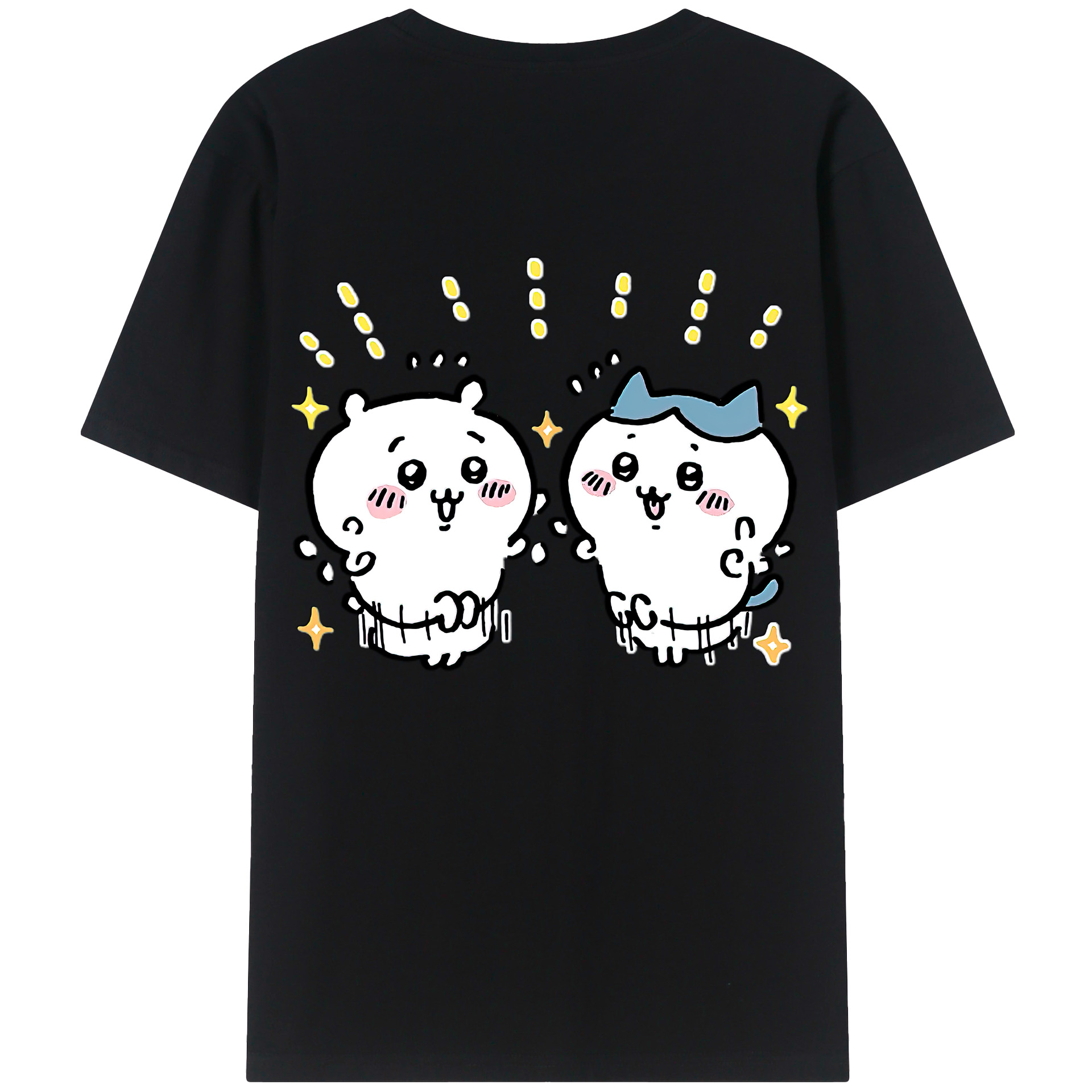 （画像用） ちいかわ ハチワレ Chii-kawa hachiware 綿100％ メンズ半袖Tシャツ（バックプリント） 通気性