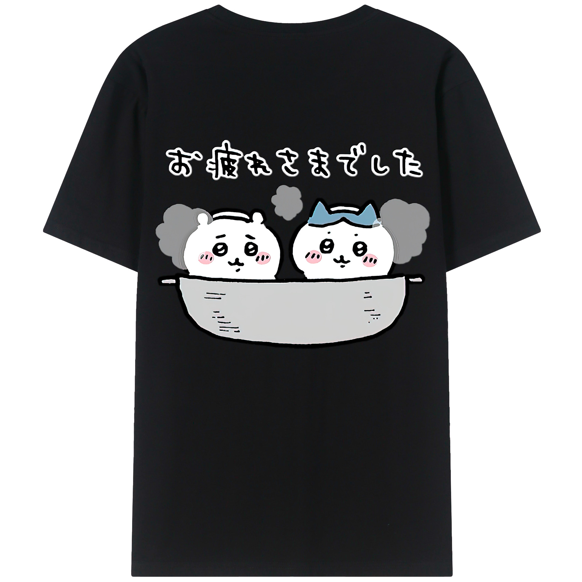 （画像用） ちいかわ ハチワレ Chii-kawa hachiware 綿100％ メンズ半袖Tシャツ（バックプリント） 通気性