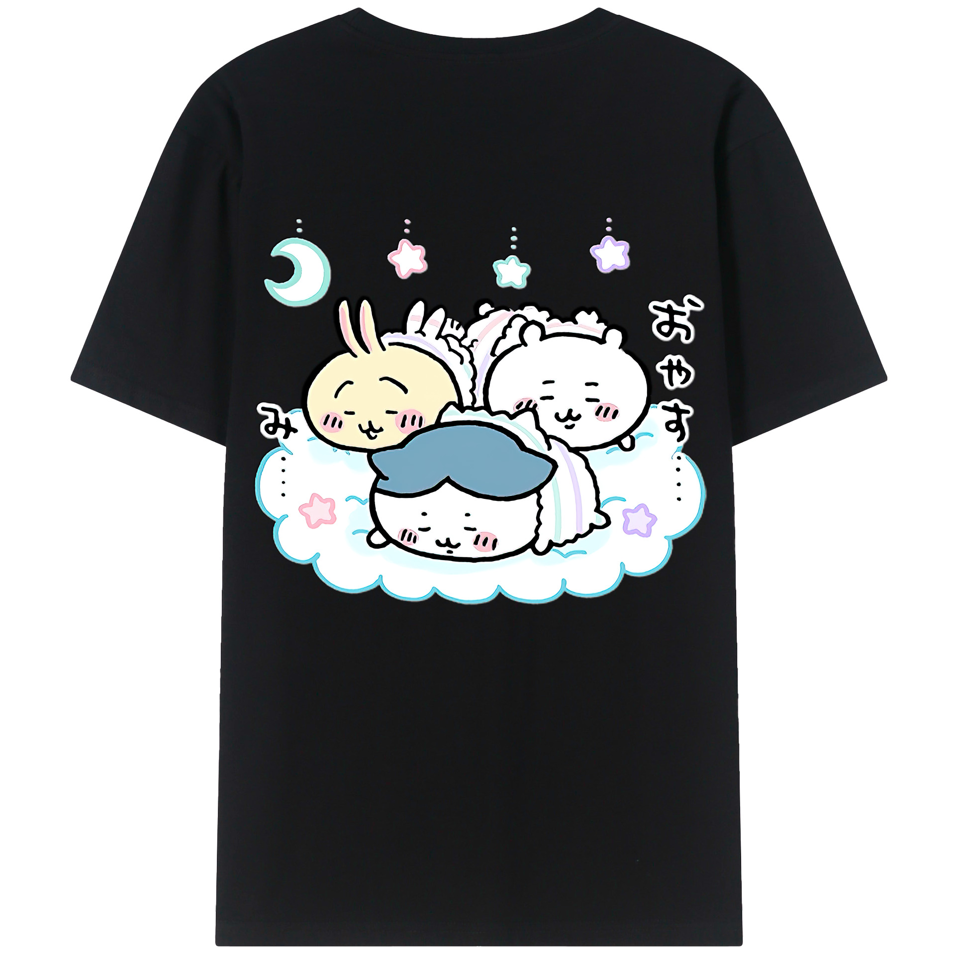 （画像用） ちいかわ ハチワレ Chii-kawa hachiware 綿100％ メンズ半袖Tシャツ（バックプリント） 通気性