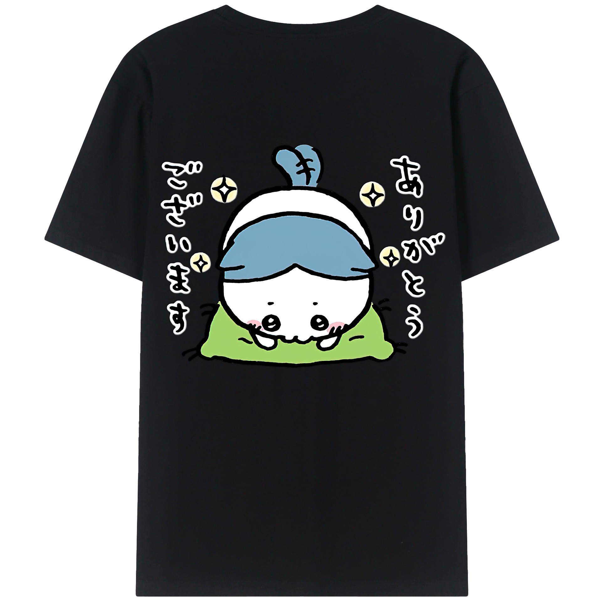 （画像用） ちいかわ ハチワレ Chii-kawa hachiware 綿100％ メンズ半袖Tシャツ（バックプリント） 通気性