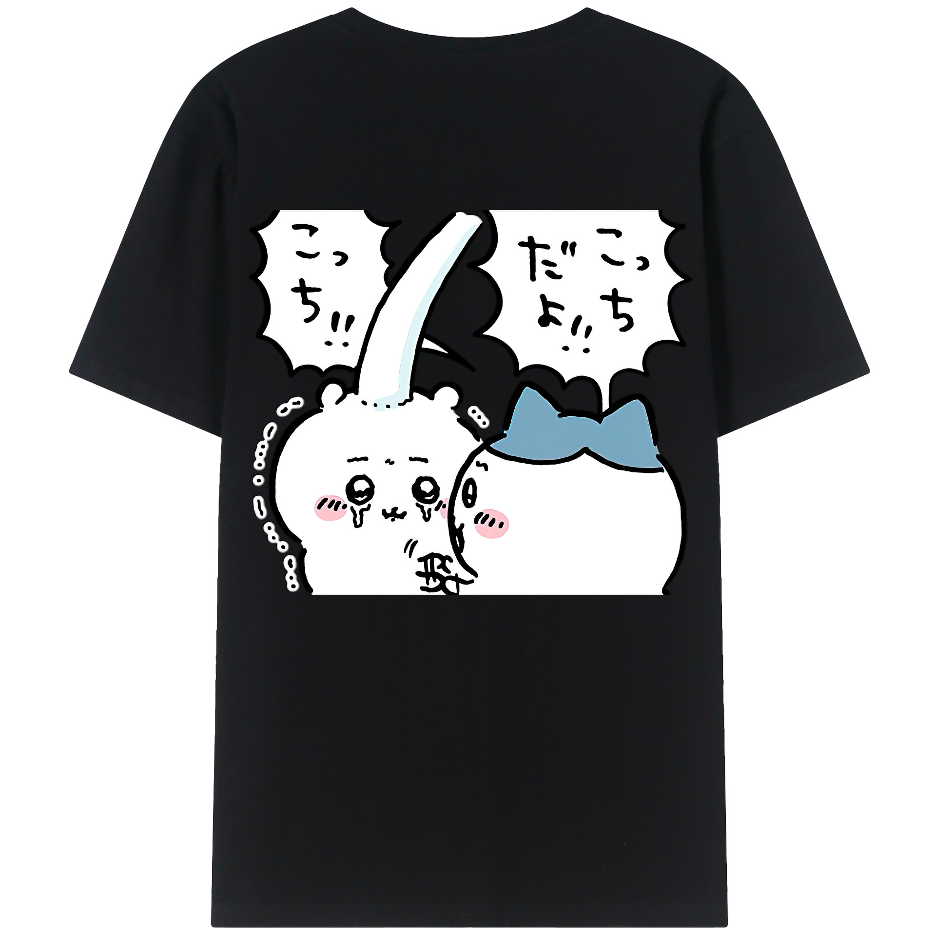 （画像用） ちいかわ ハチワレ Chii-kawa hachiware 綿100％ メンズ半袖Tシャツ（バックプリント） 通気性