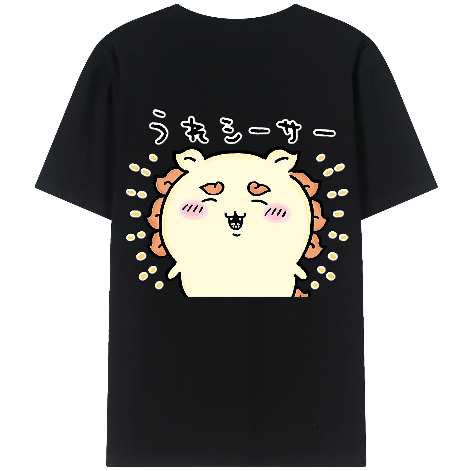（画像用） ちいかわ シーサー Chii-kawa Shisa 綿100％ メンズ半袖Tシャツ（バックプリント） 通気性