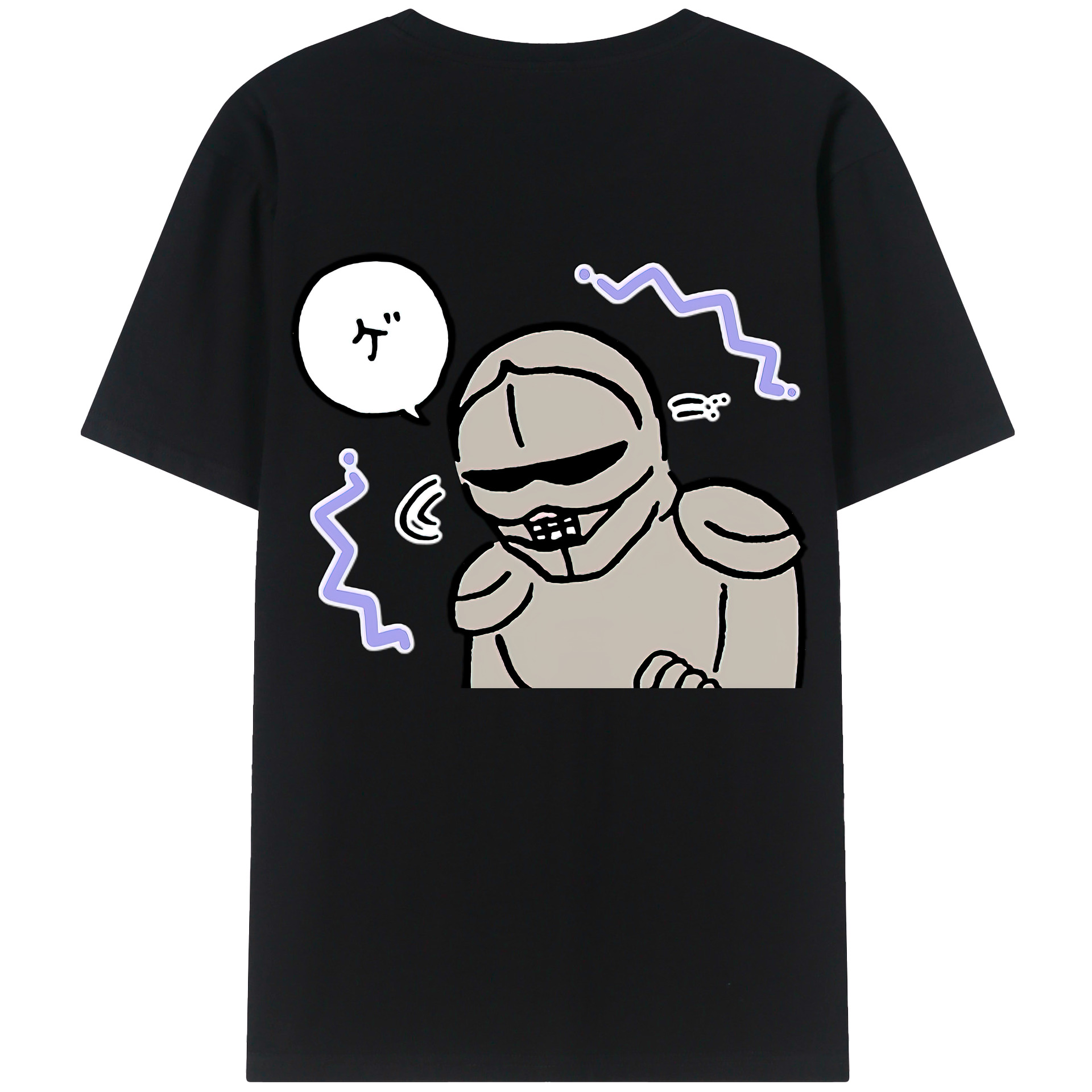 （画像用） ちいかわ 労働の鎧さん Chii-kawa Mr. Armor of Labor 綿100％ メンズ半袖Tシャツ（バックプリント） 通気性