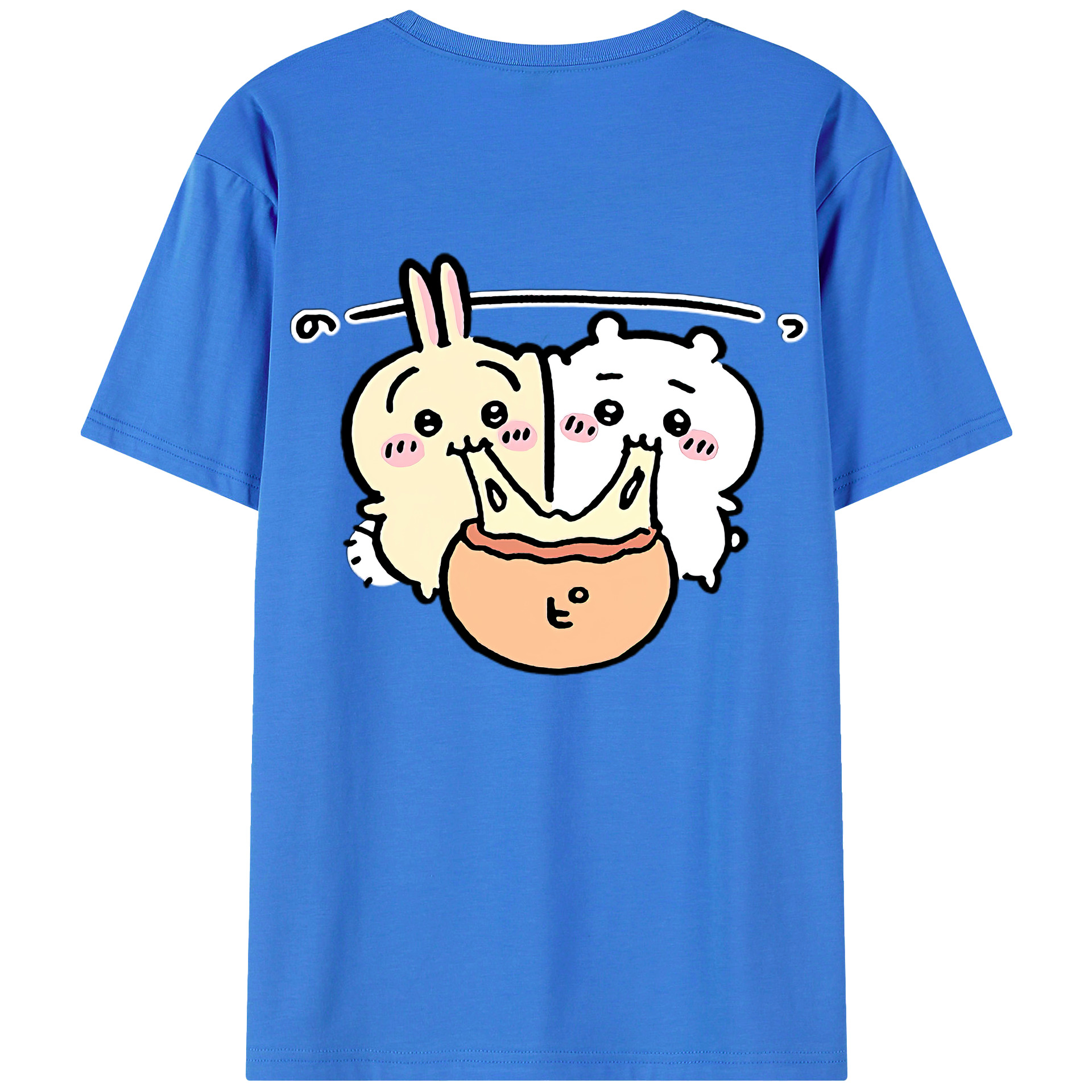 （画像用） ちいかわ うさぎ Chii-kawa usagi 綿100％ メンズ半袖Tシャツ（バックプリント） 通気性