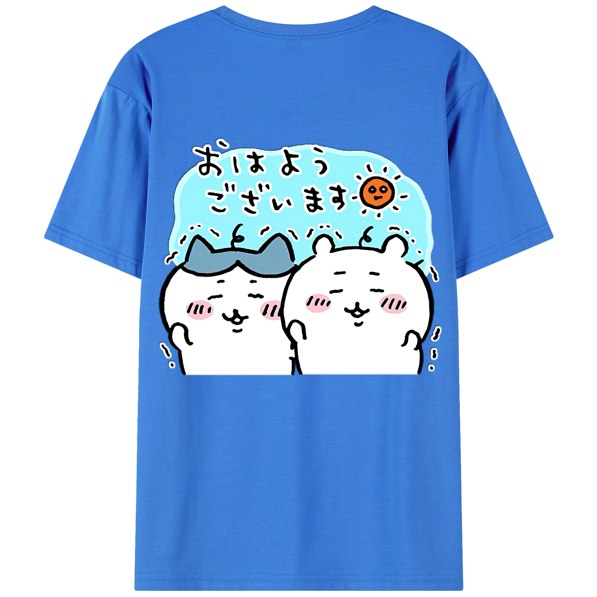 （画像用） ちいかわ ハチワレ Chii-kawa hachiware 綿100％ メンズ半袖Tシャツ（バックプリント） 通気性