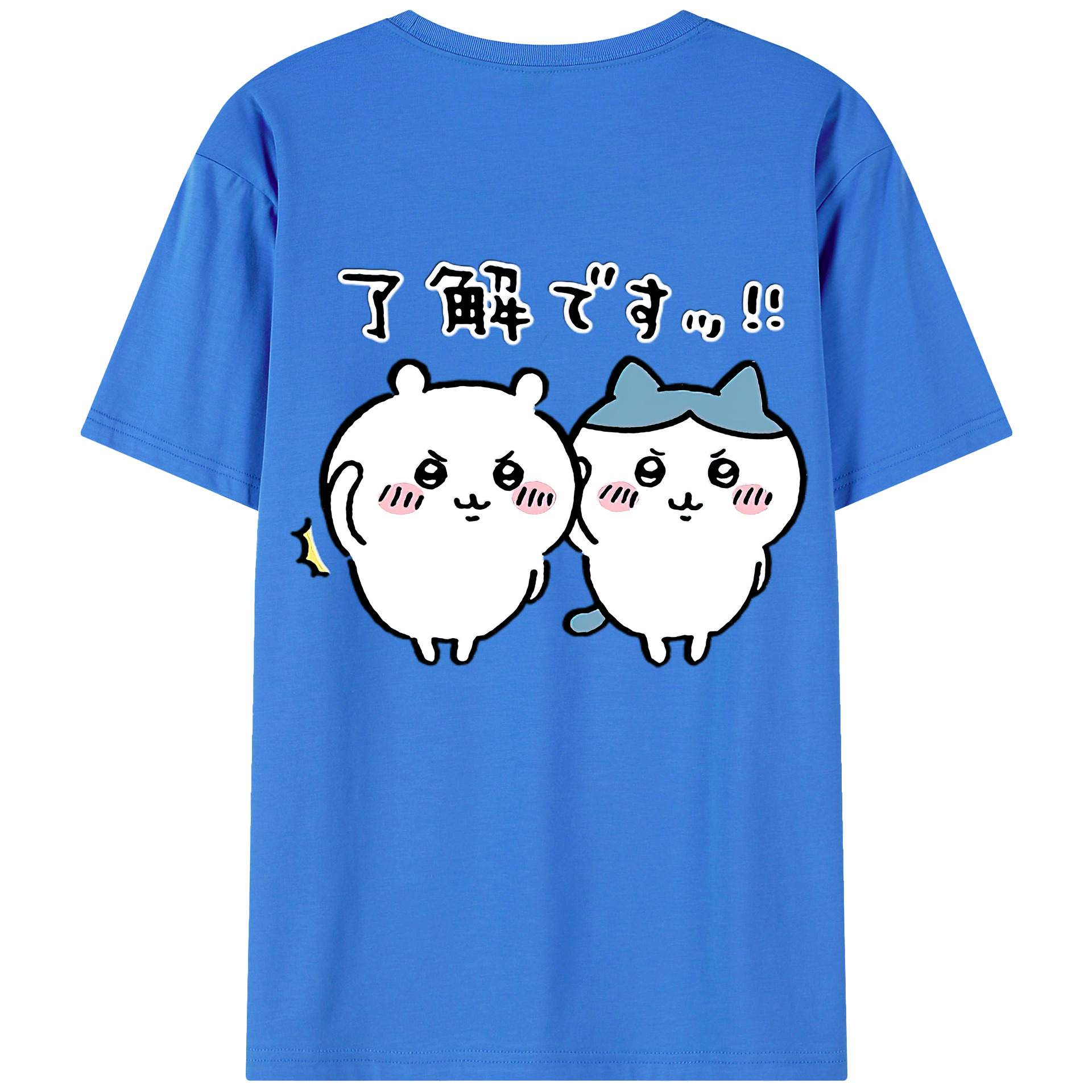 （画像用） ちいかわ ハチワレ Chii-kawa hachiware 綿100％ メンズ半袖Tシャツ（バックプリント） 通気性