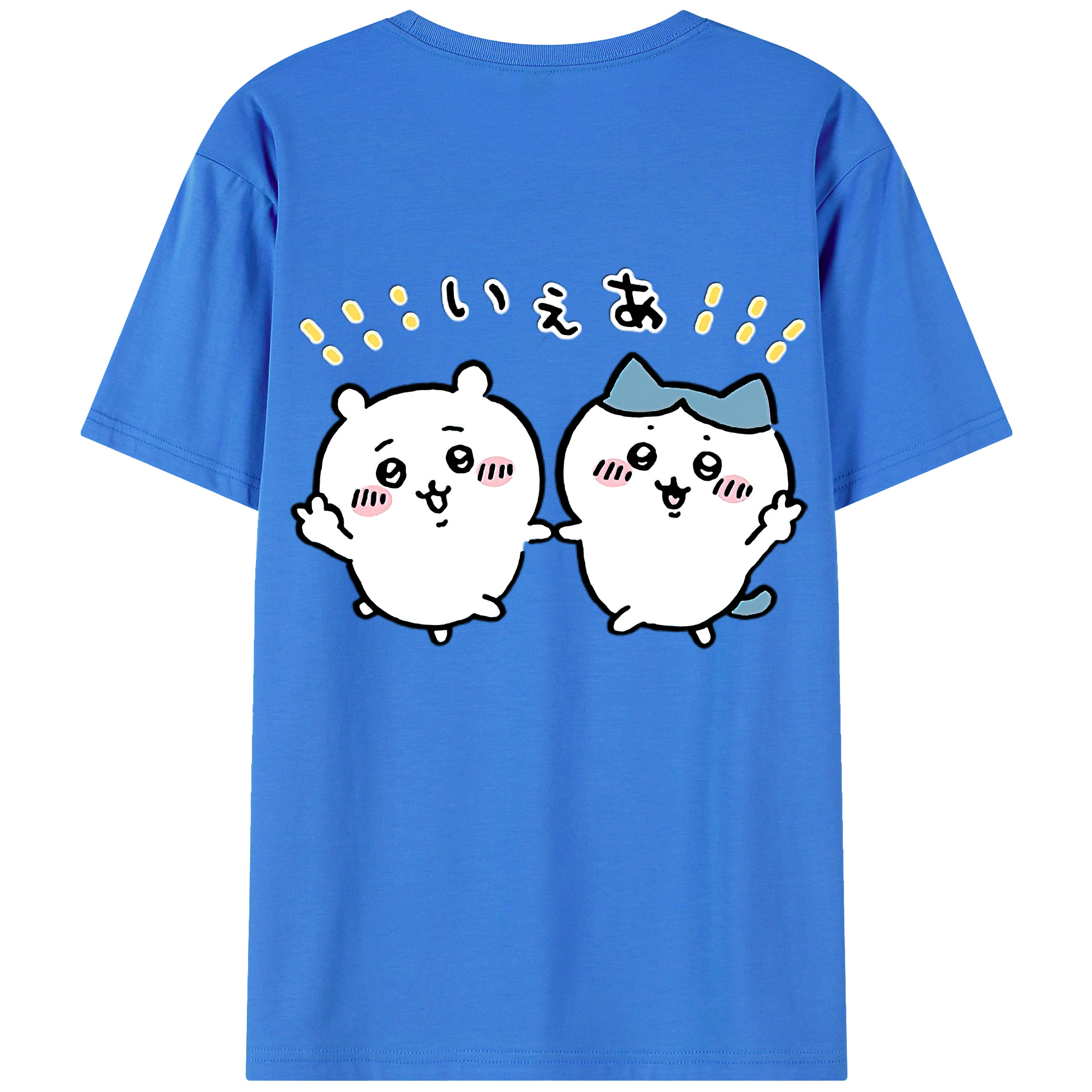 （画像用） ちいかわ ハチワレ Chii-kawa hachiware 綿100％ メンズ半袖Tシャツ（バックプリント） 通気性