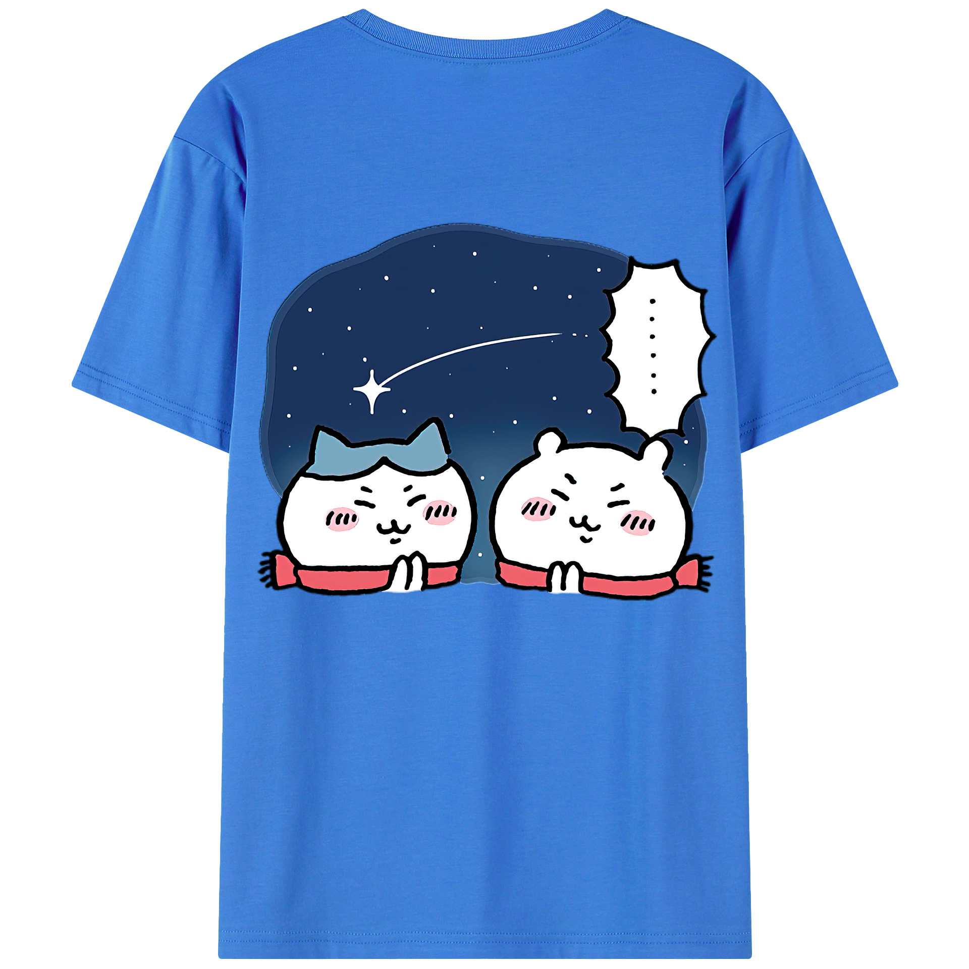 （画像用） ちいかわ ハチワレ Chii-kawa hachiware 綿100％ メンズ半袖Tシャツ（バックプリント） 通気性