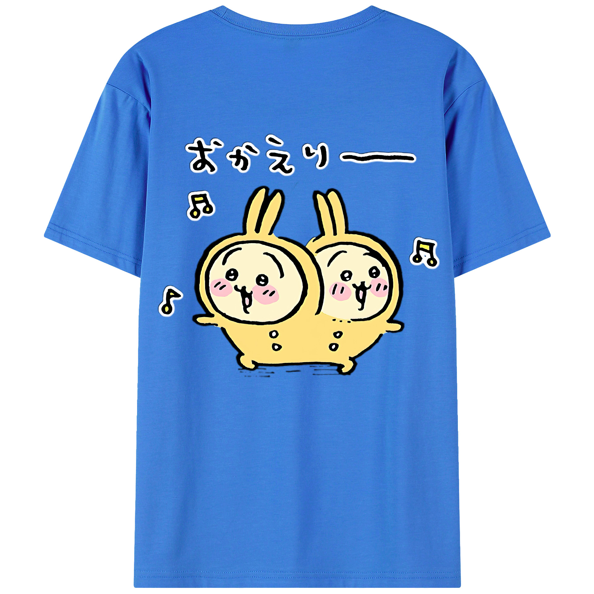 （画像用） ちいかわ うさぎ Chii-kawa usagi 綿100％ メンズ半袖Tシャツ（バックプリント） 通気性