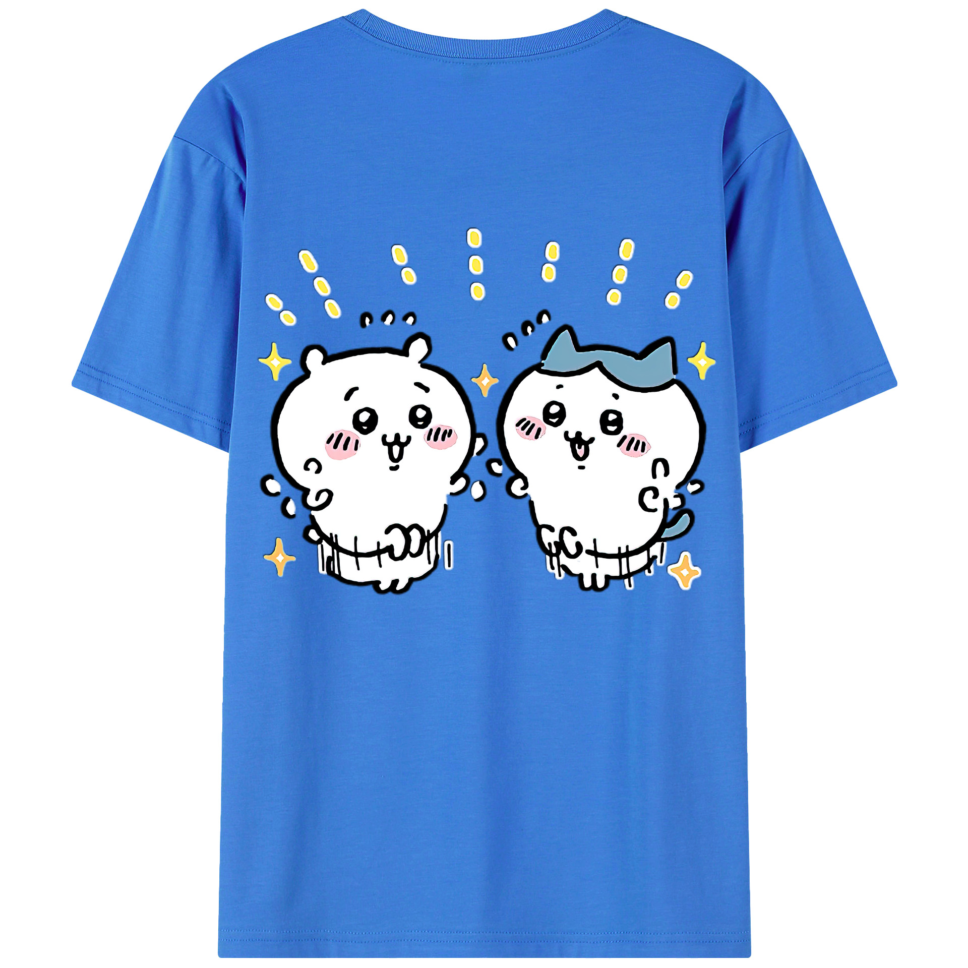 （画像用） ちいかわ ハチワレ Chii-kawa hachiware 綿100％ メンズ半袖Tシャツ（バックプリント） 通気性