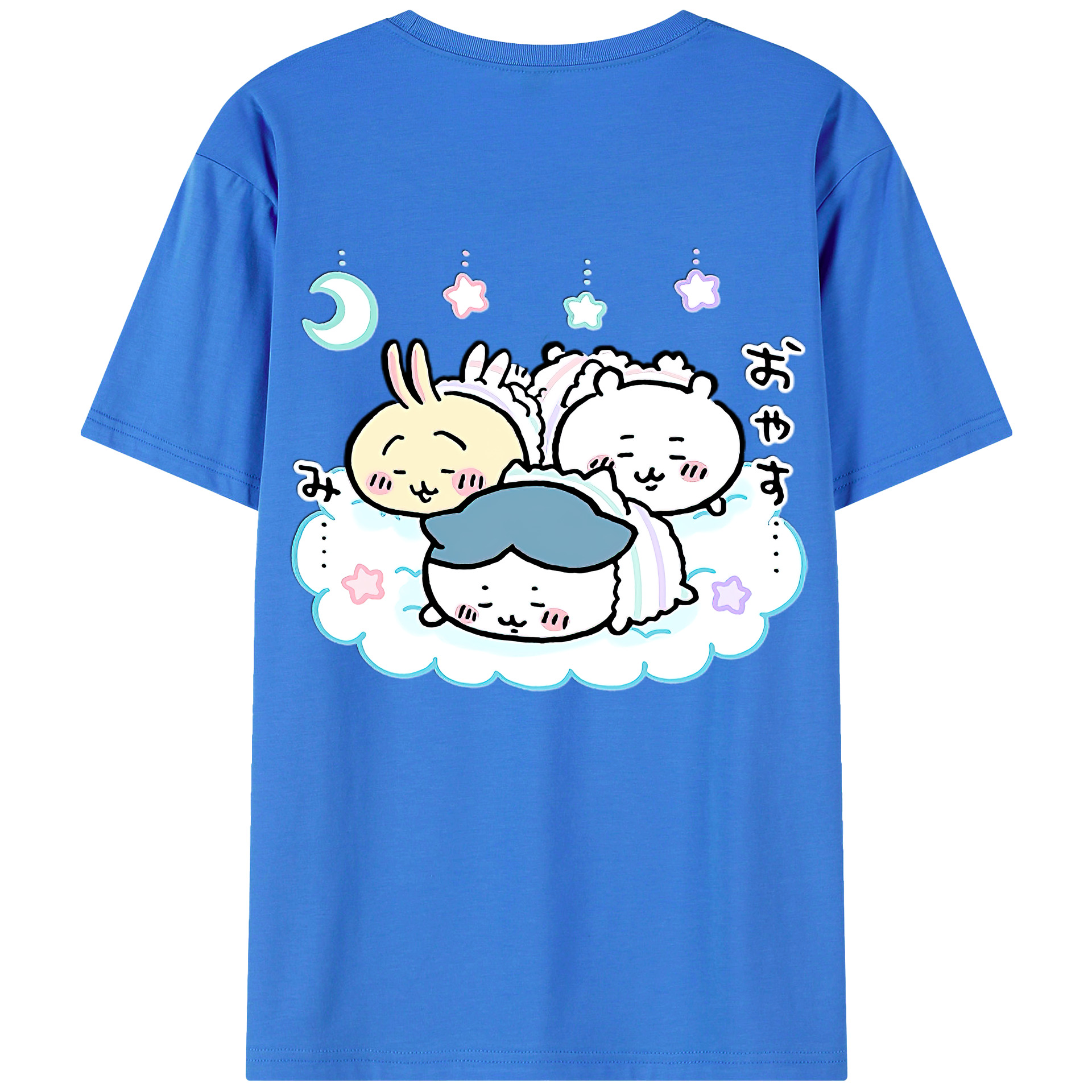 （画像用） ちいかわ ハチワレ Chii-kawa hachiware 綿100％ メンズ半袖Tシャツ（バックプリント） 通気性