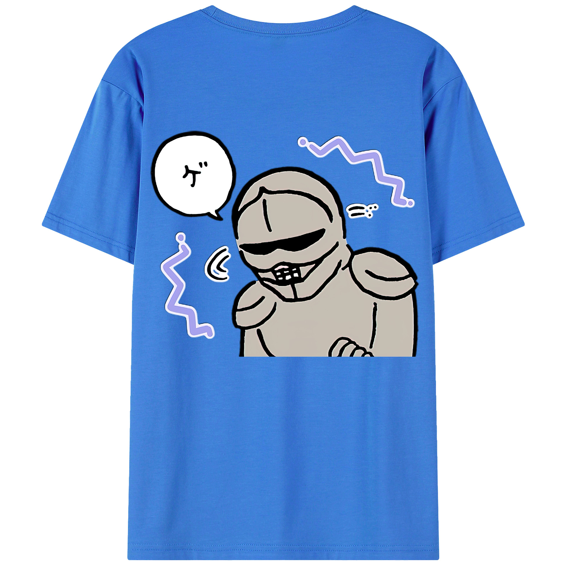 （画像用） ちいかわ 労働の鎧さん Chii-kawa Mr. Armor of Labor 綿100％ メンズ半袖Tシャツ（バックプリント） 通気性