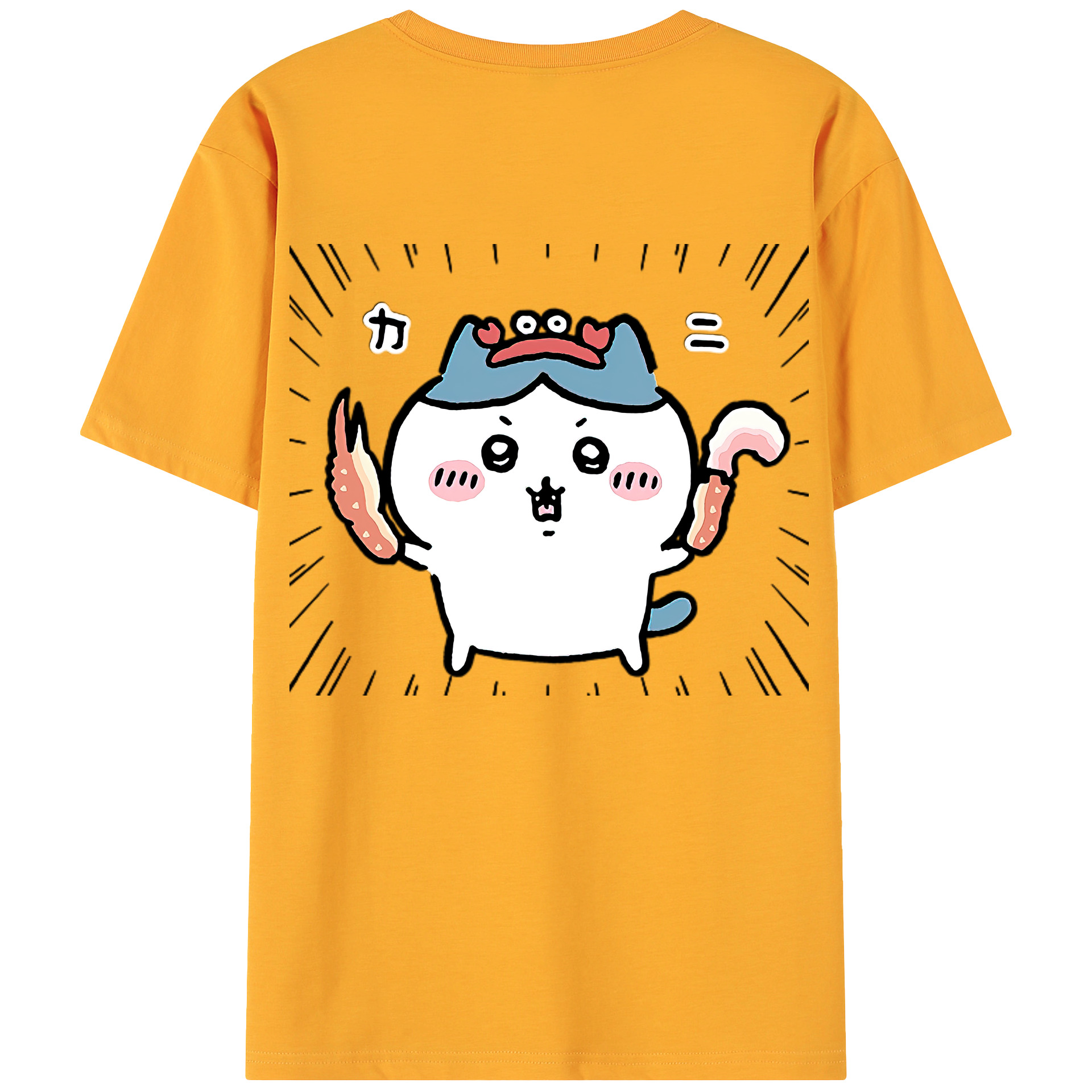 （画像用） ちいかわ ハチワレ Chii-kawa hachiware 綿100％ メンズ半袖Tシャツ（バックプリント） 通気性