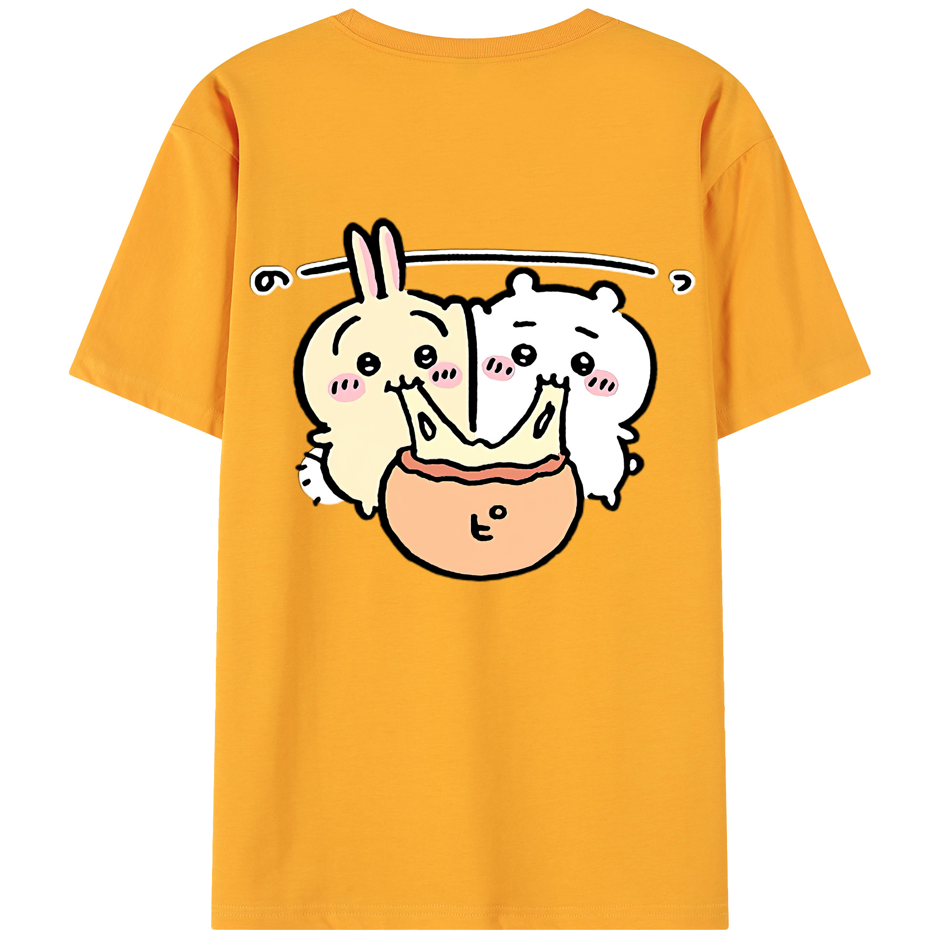 （画像用） ちいかわ うさぎ Chii-kawa usagi 綿100％ メンズ半袖Tシャツ（バックプリント） 通気性