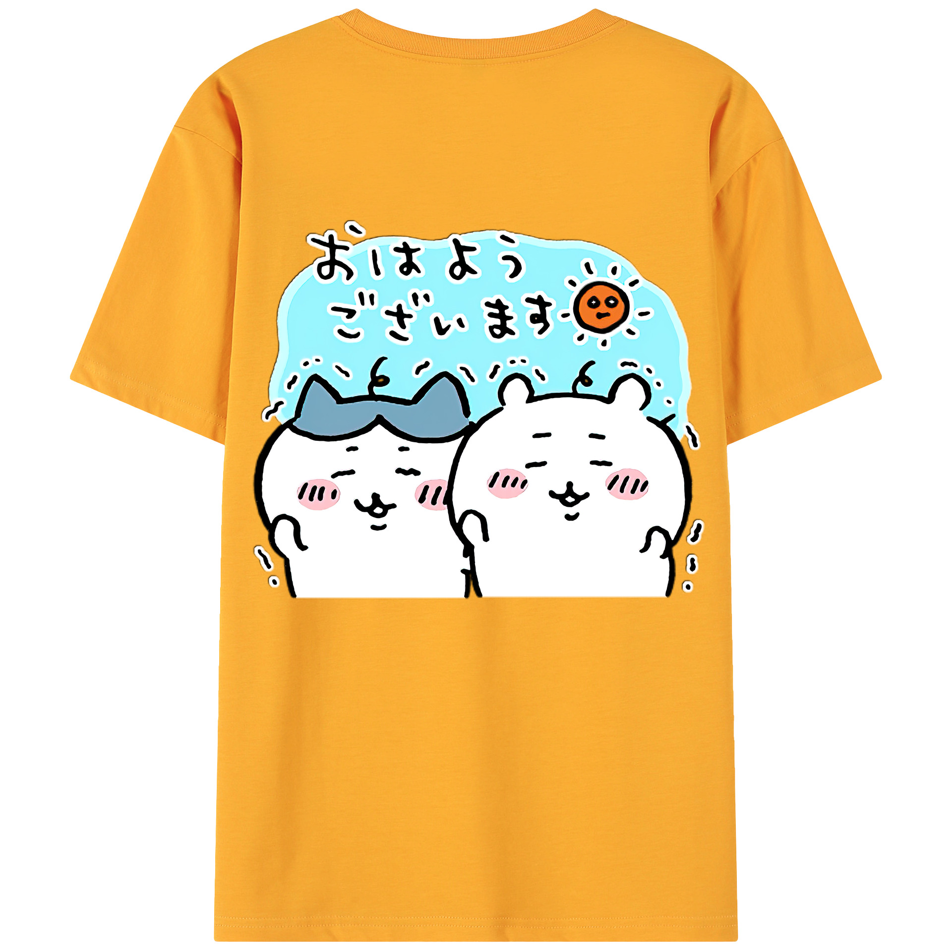 （画像用） ちいかわ ハチワレ Chii-kawa hachiware 綿100％ メンズ半袖Tシャツ（バックプリント） 通気性