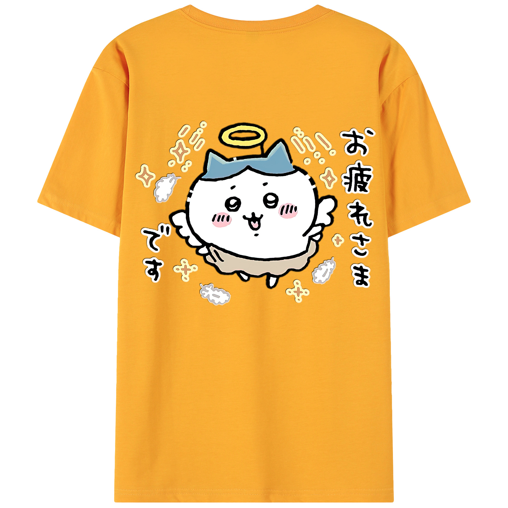 （画像用） ちいかわ ハチワレ Chii-kawa hachiware 綿100％ メンズ半袖Tシャツ（バックプリント） 通気性
