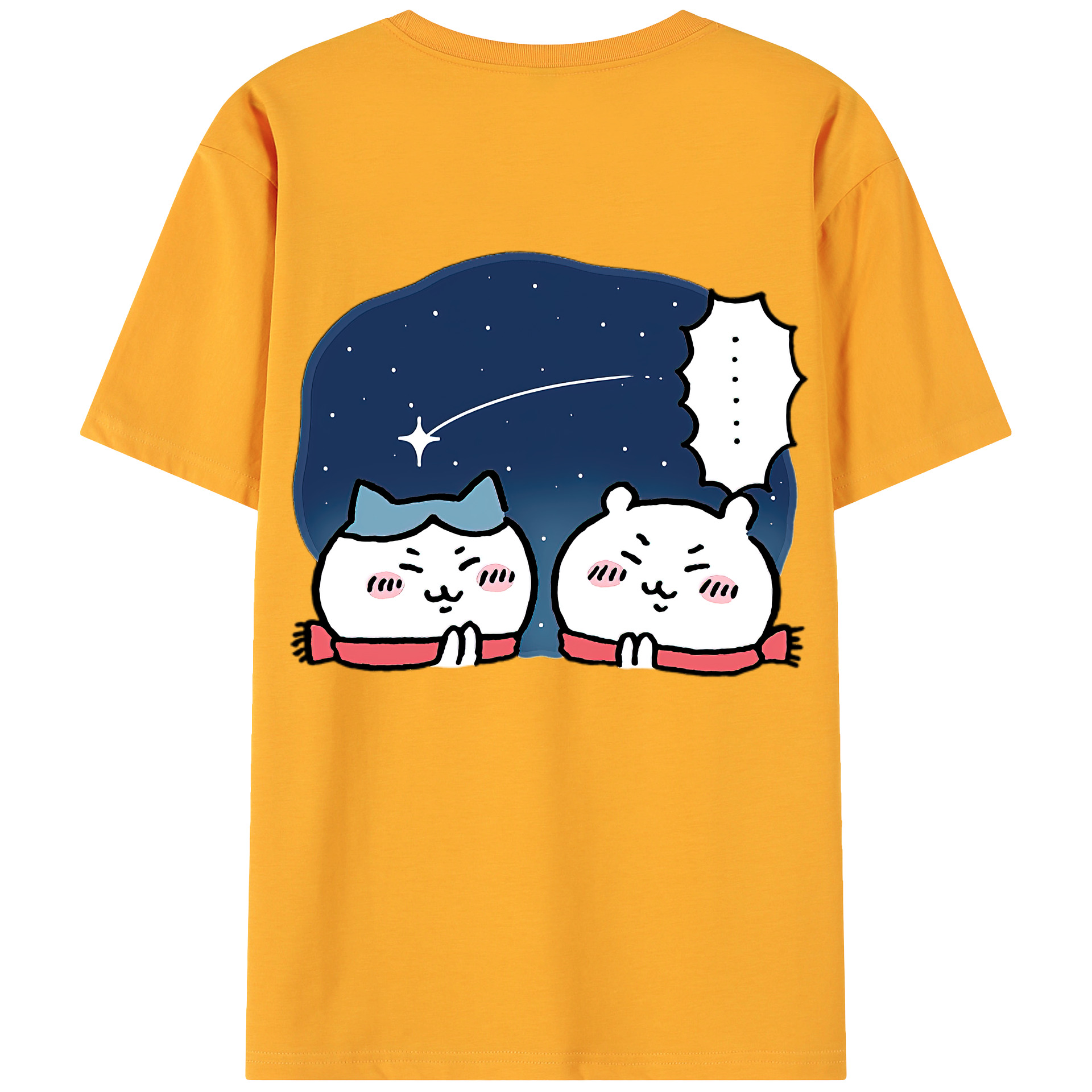 （画像用） ちいかわ ハチワレ Chii-kawa hachiware 綿100％ メンズ半袖Tシャツ（バックプリント） 通気性